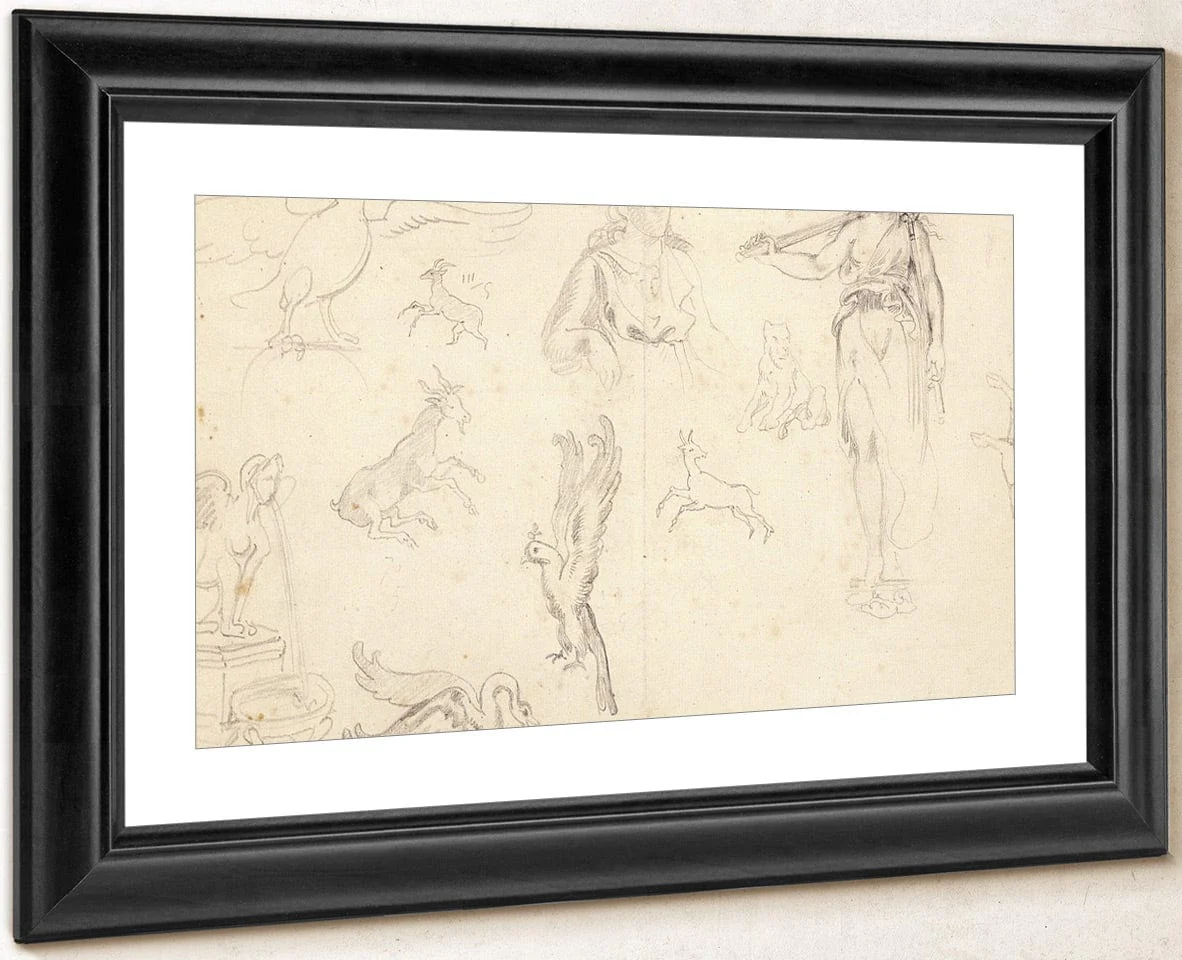 Animal And Figure Studies By Ferdinand Victor Eugene Delacroix - Image 4