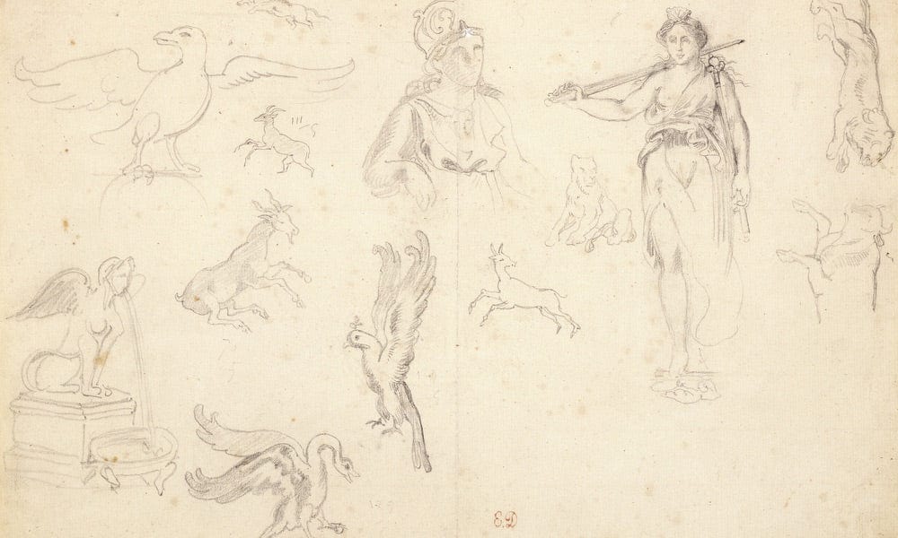 Animal And Figure Studies By Ferdinand Victor Eugene Delacroix - Image 7