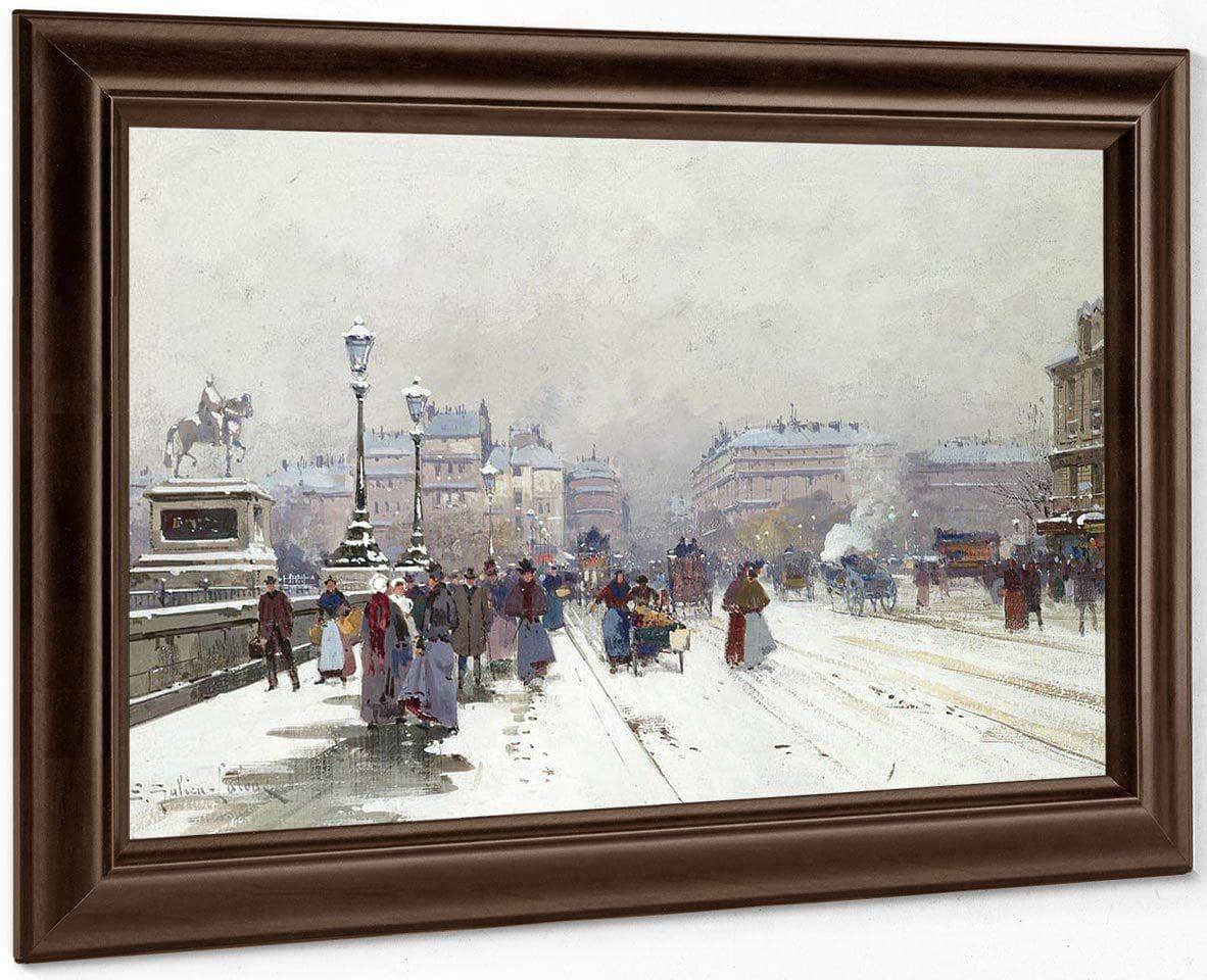 Animation Sur Le Pont Neuf Sous La Neige By Eugene Galien Laloue - Image 4