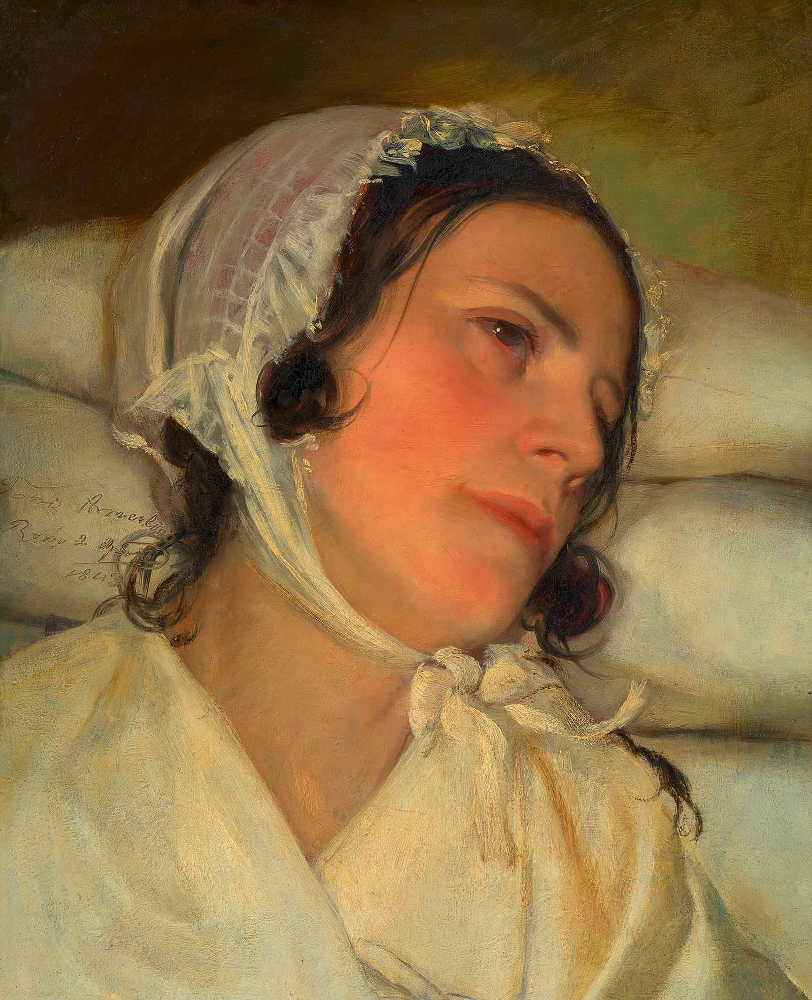 Antonie Amerling Am Krankenbett Gattin Des Kunstlers by Friedrich Von Amerling
