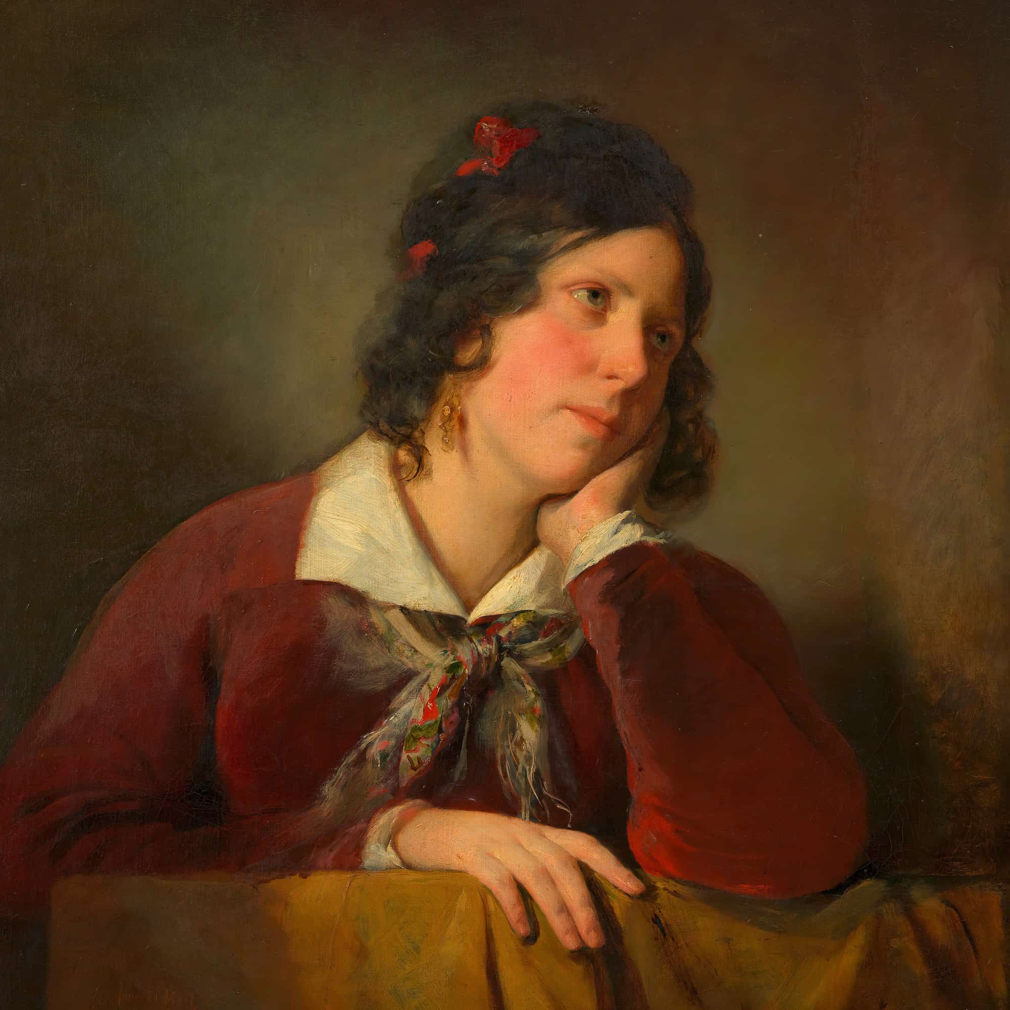 Antonie Amerling Mit Aufgestutztem Kopf . Gattin Des Kunstlers by Friedrich Von Amerling - Image 4