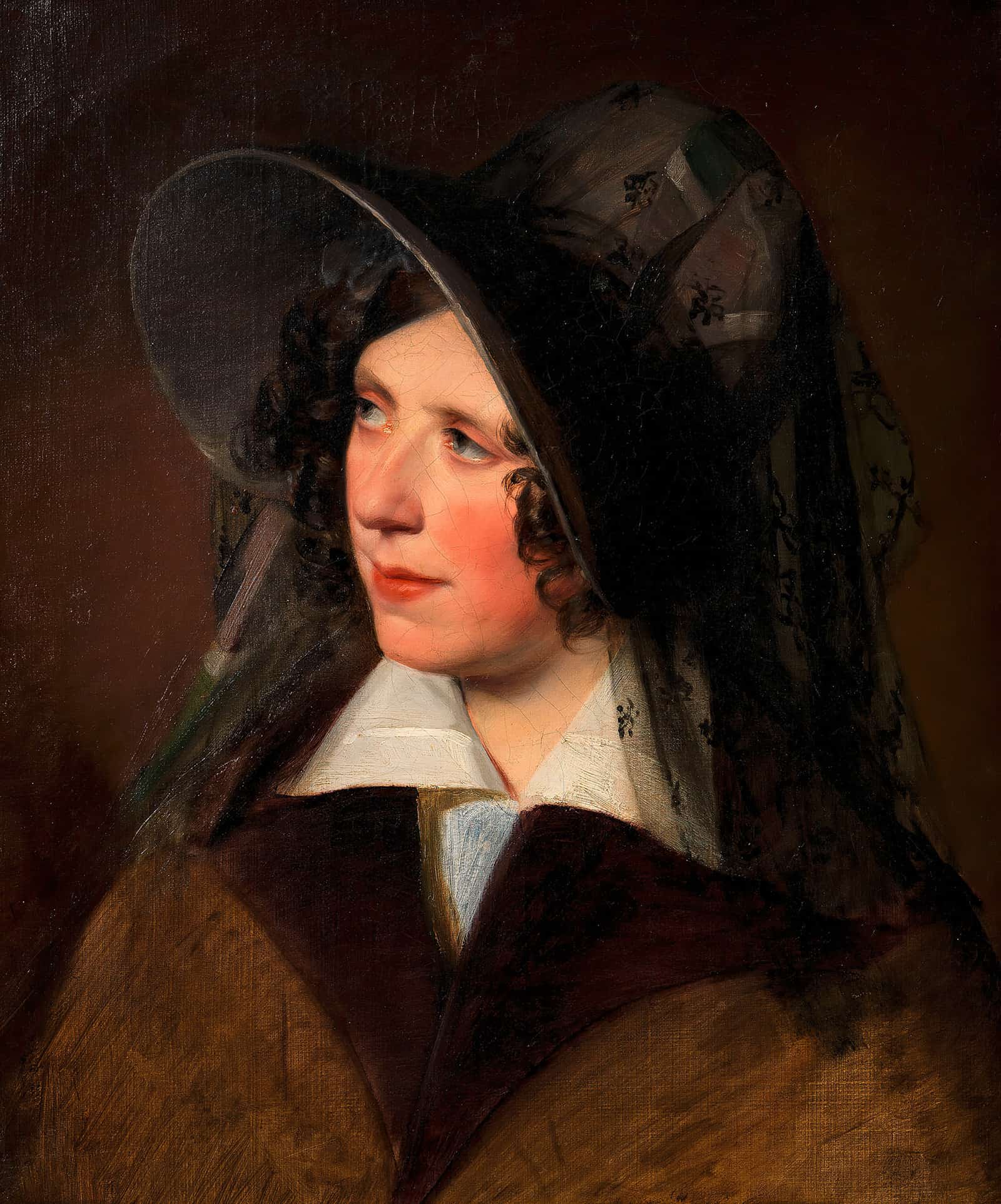 Antonie Amerling Mit Schwarzem Schleierhut Gattin Des Kunstlers by Friedrich Von Amerling