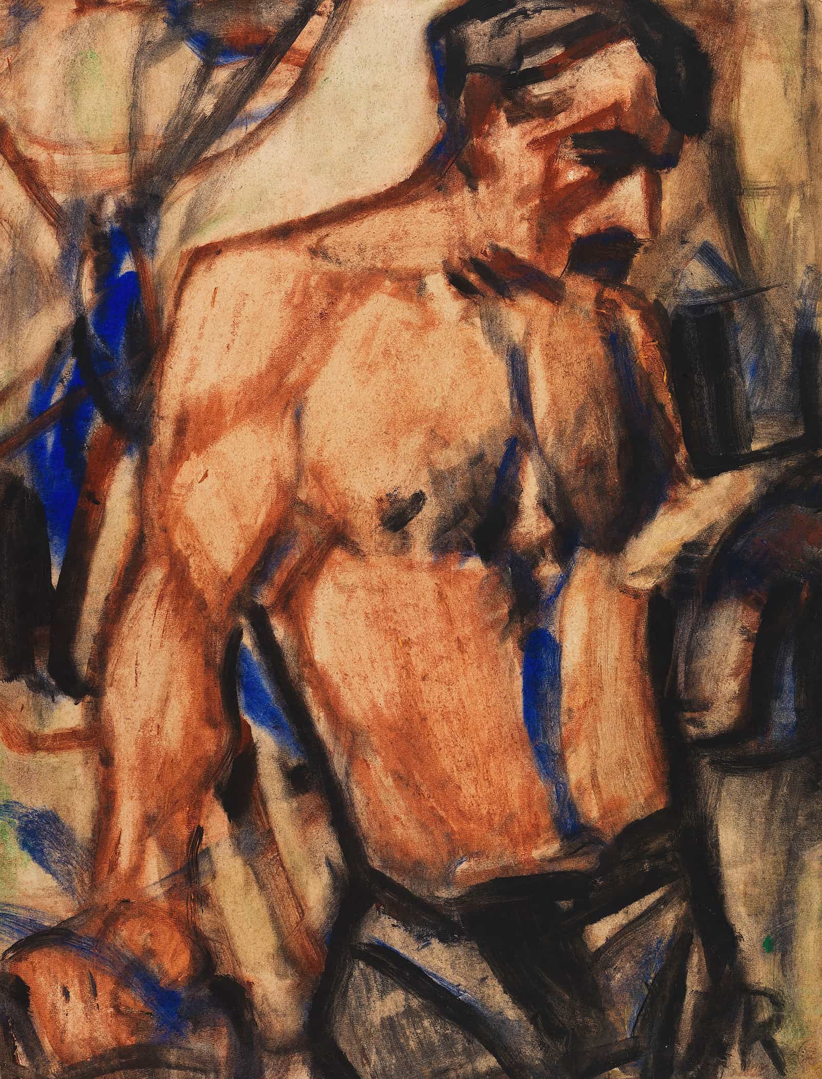Arbeiter Mit Nacktem Oberkorper by Christian Rohlfs