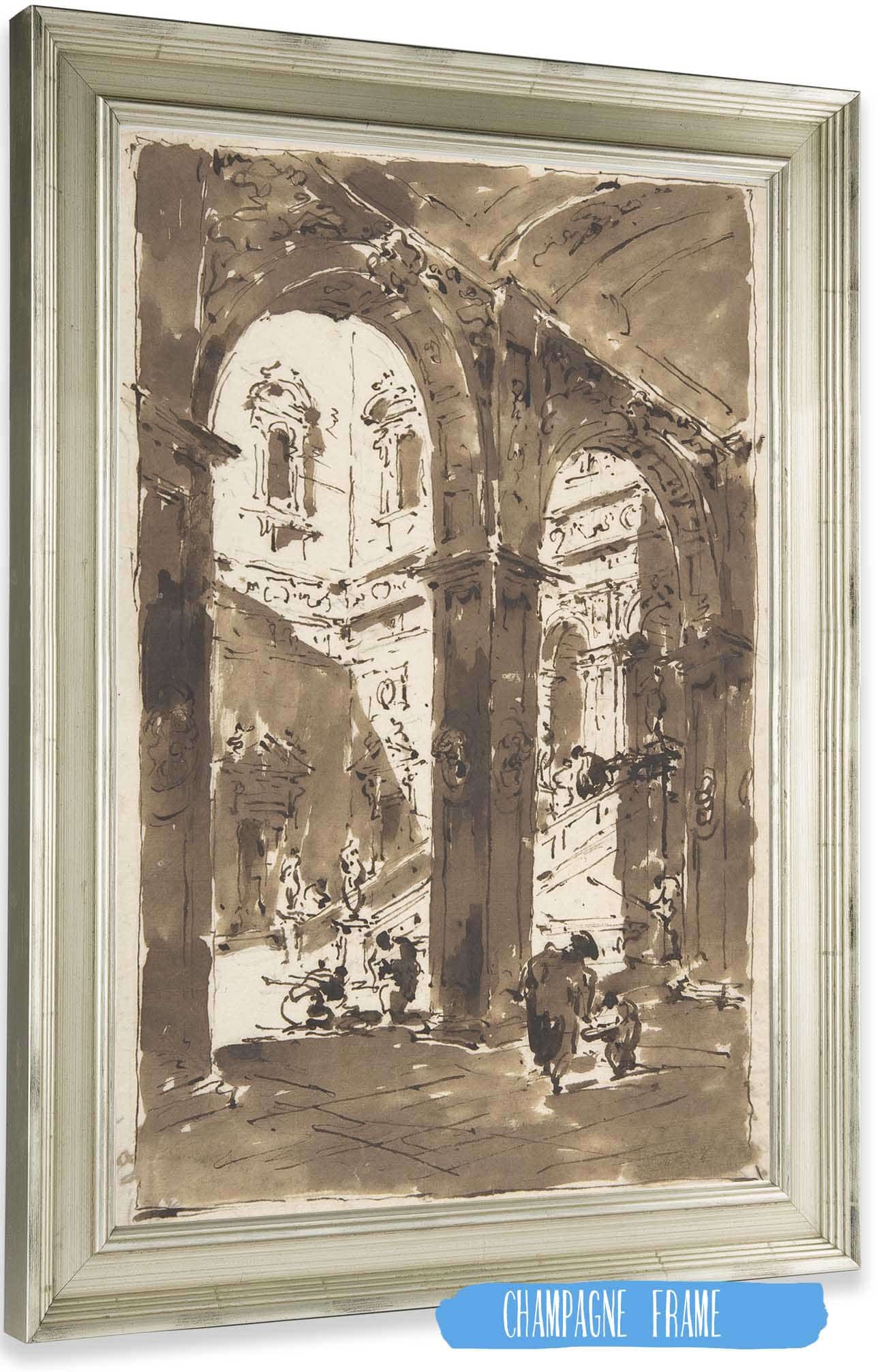 Architectural Capriccio Courtyard Of A Palace by Francesco Guardi