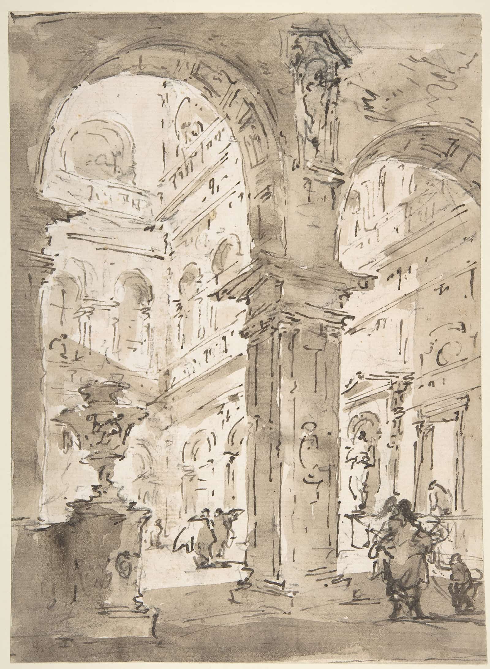 Architectural Capriccio Courtyard Of A Palace by Francesco Guardi - Image 6