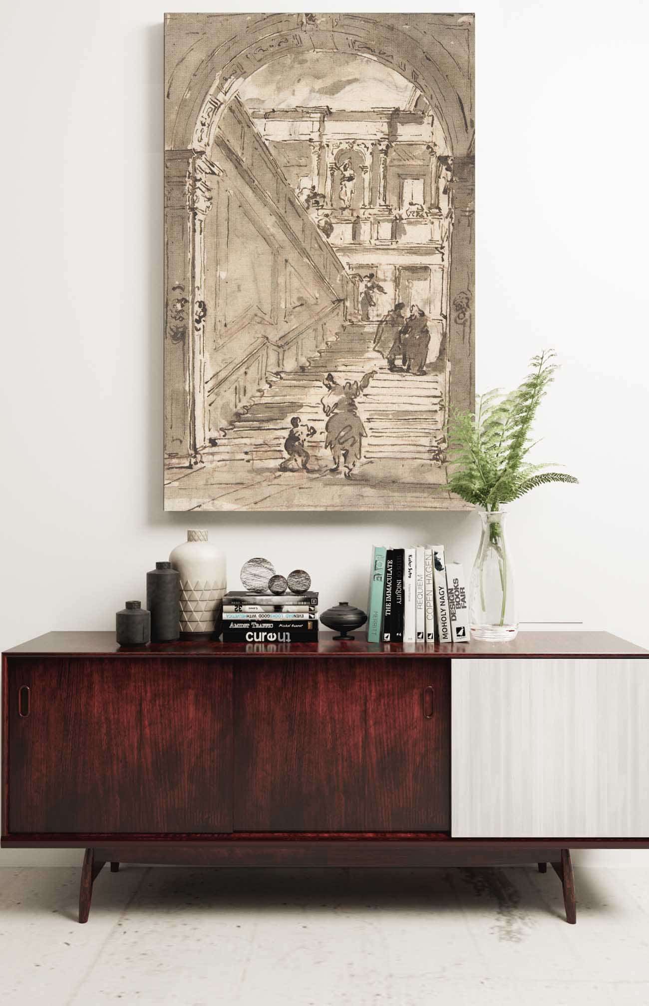 Architectural Fantasy Figures On A Grand Staircase by Francesco Guardi - Image 4