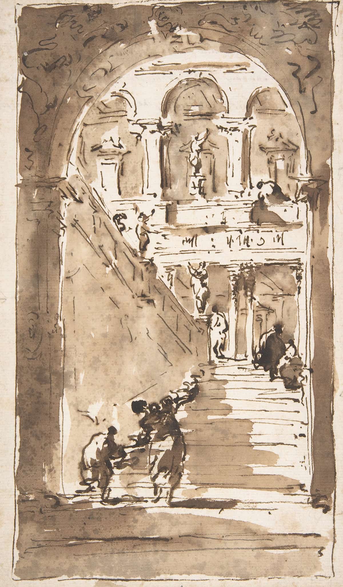 Architectural Fantasy Figures On A Grand Staircase by Francesco Guardi - Image 5