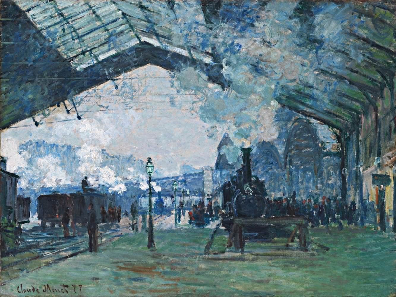 Arrival Of The Normandy Train Painting Claude Monet Canvas Art - Image 5
