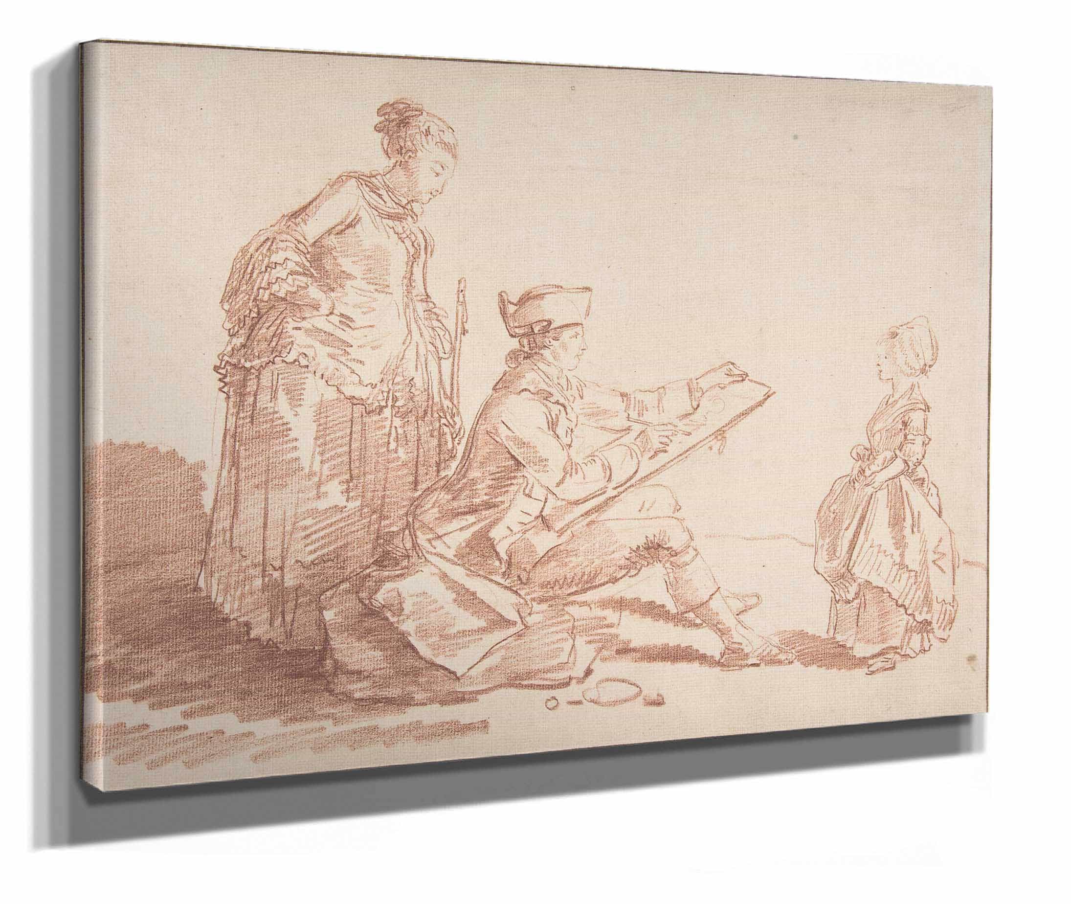 Artist Sketching A Young Girl by Hubert Robert - Image 2