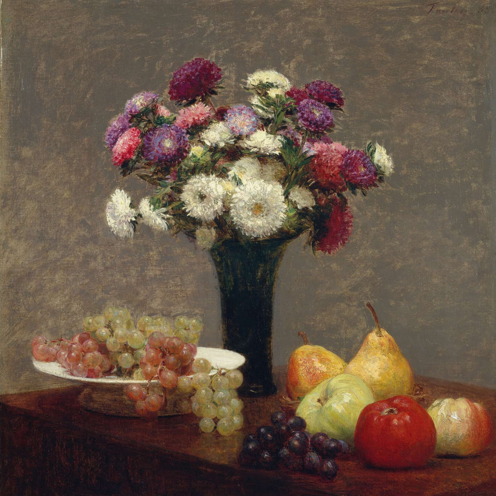 Asters And Fruit On A Table by Henri Fantin Latour - Image 4