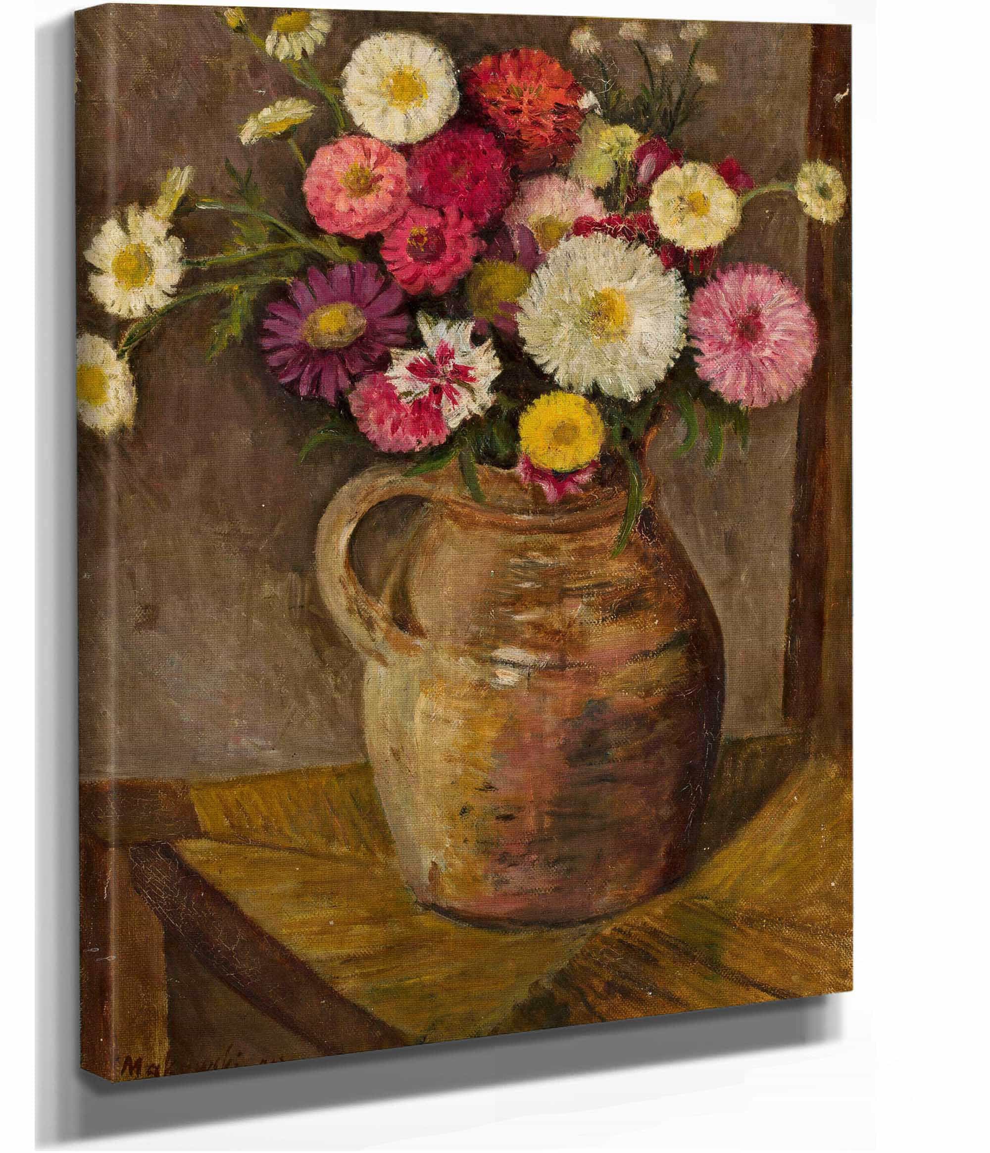 Asters And Zinnias In A Clay Jug by Tadeusz Makowski - Image 2