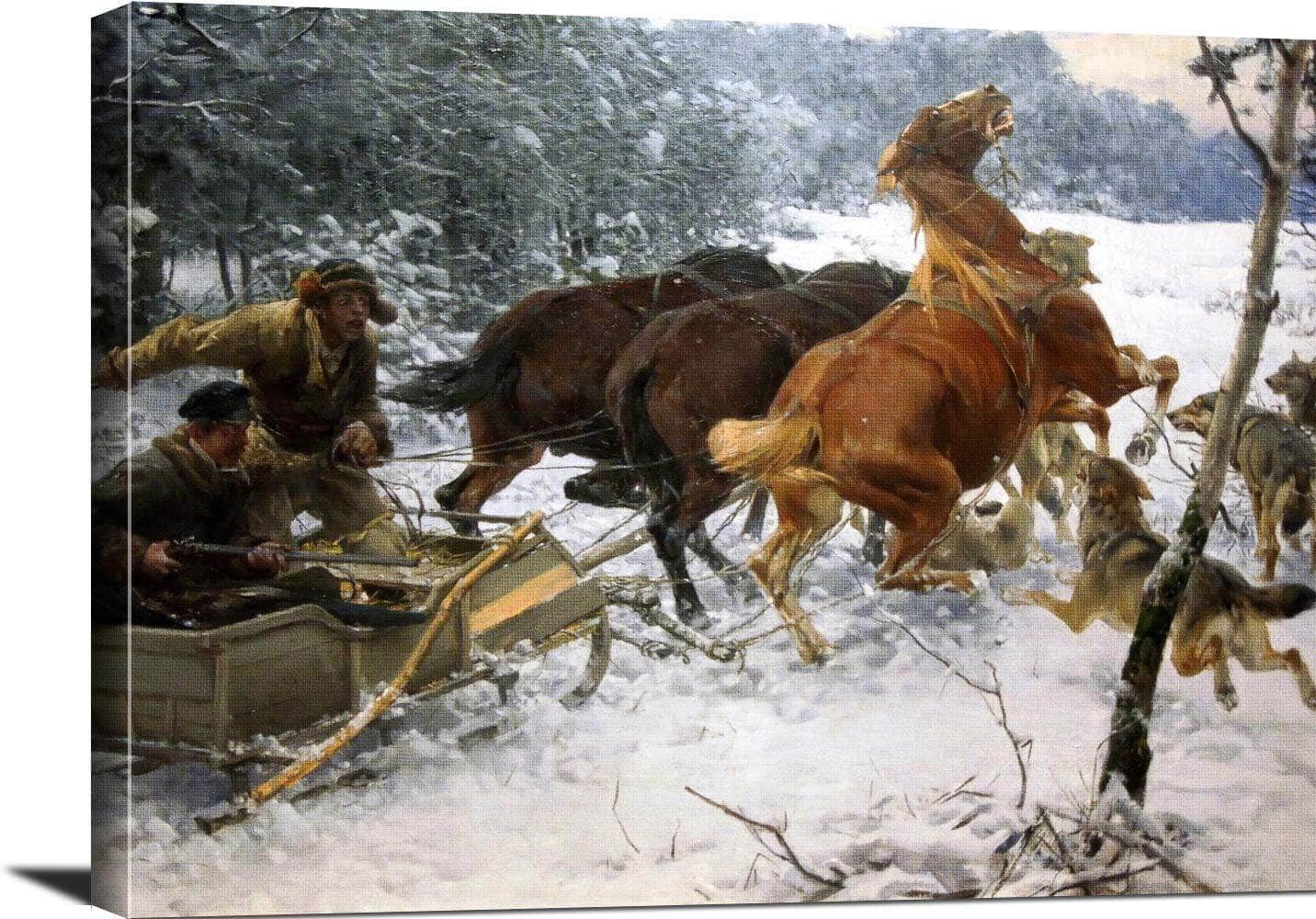 Attacking Wolfpack Painting Alfred Kowalski Canvas Art - Image 3