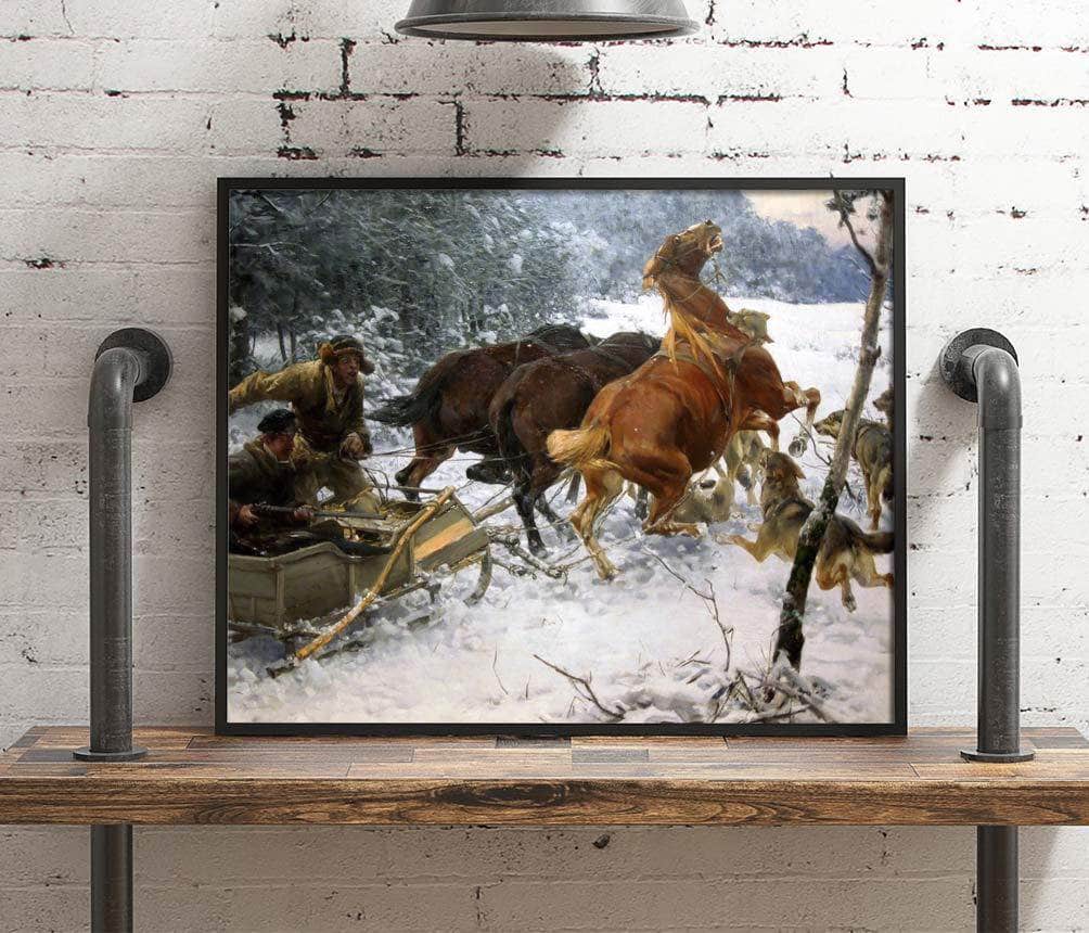 Attacking Wolfpack Painting Alfred Kowalski Canvas Art - Image 4