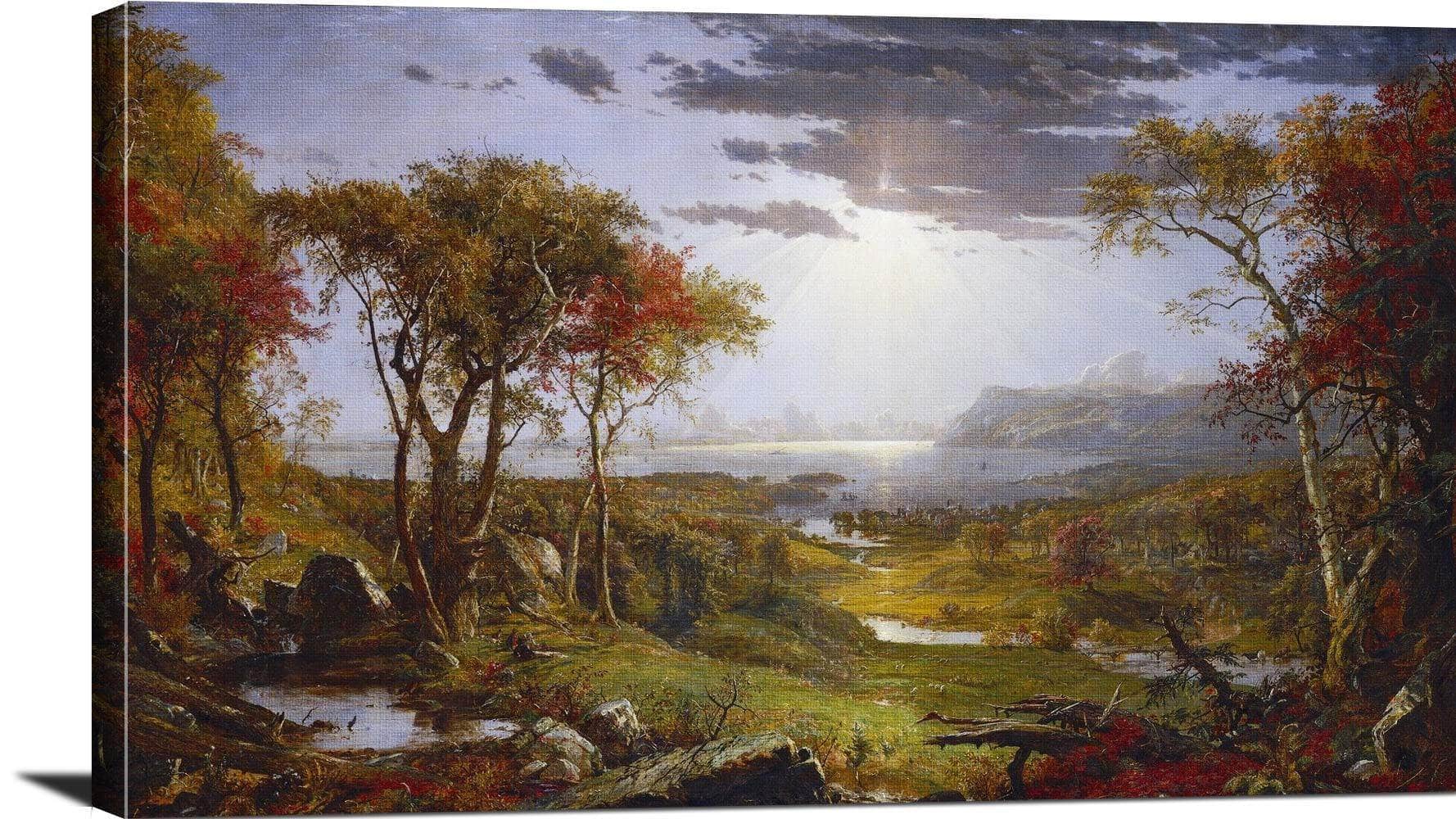 Autumn On The Hudson River Painting Jasper Francis Cropsey Canvas Art - Image 3