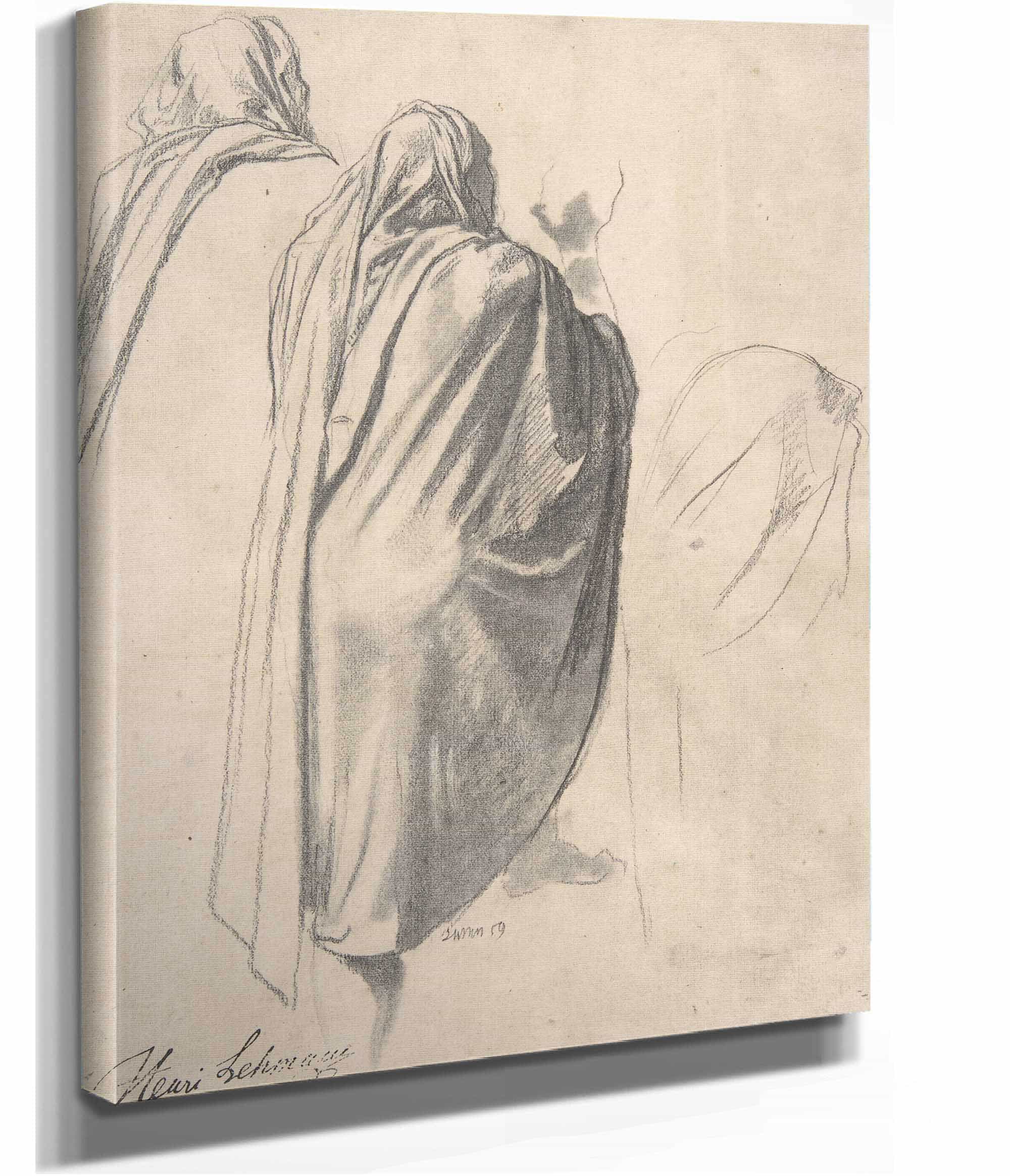 Back View Of A Male Figure Wearing A Cloak by Henri Lehmann - Image 2