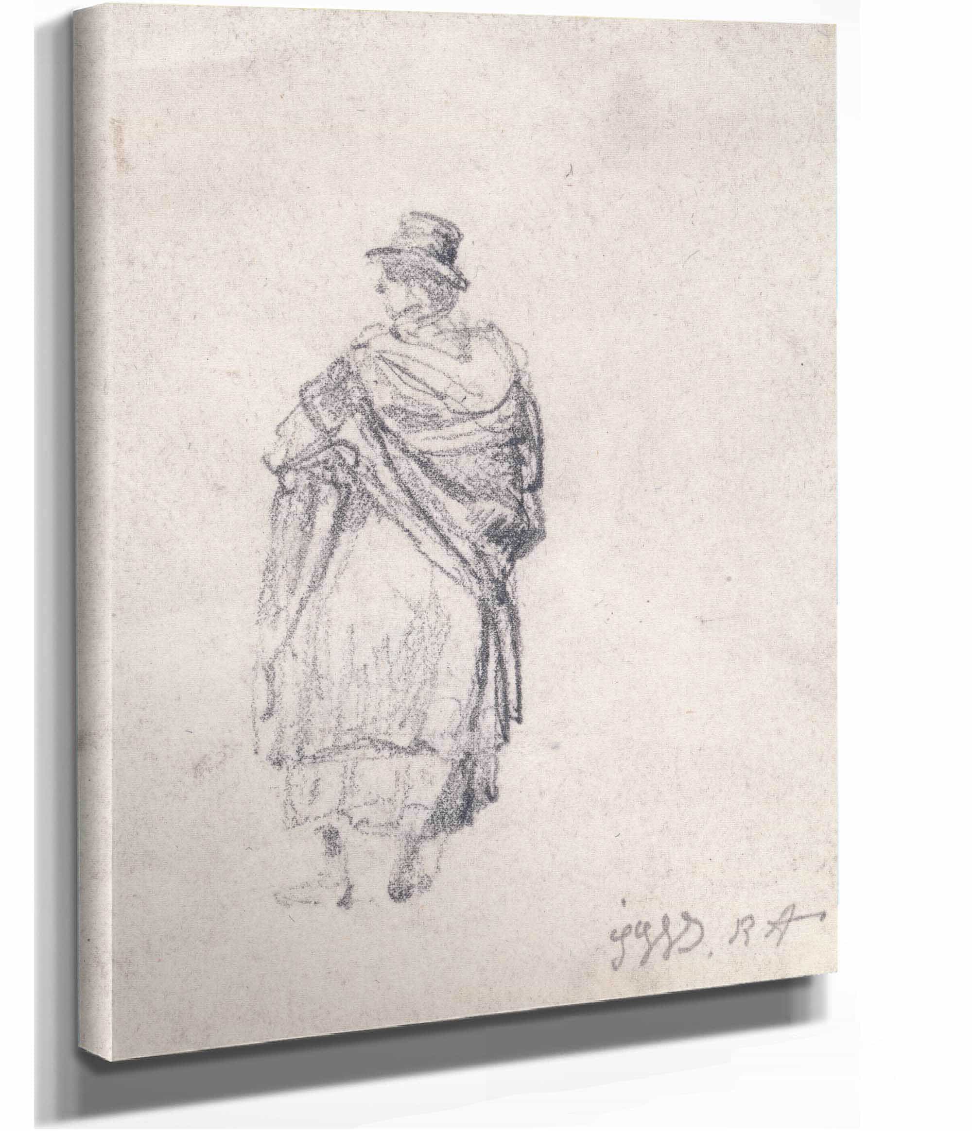 Back View Of Country Woman In Hat And Shawl by James Ward - Image 2