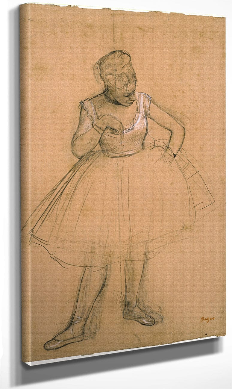 Ballet Dancer Adjusting Her Costume By Edgar Degas