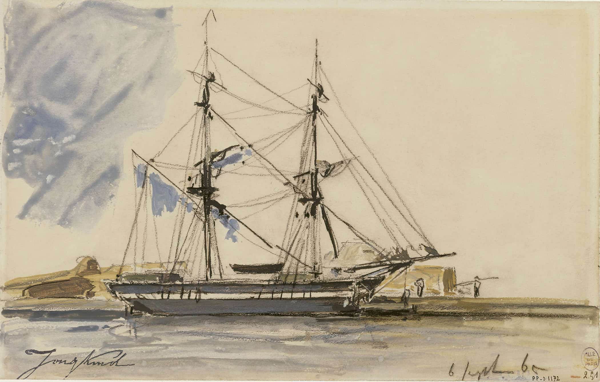Bateau A Voile Accoste by Johan Barthold Jongkind - Image 2