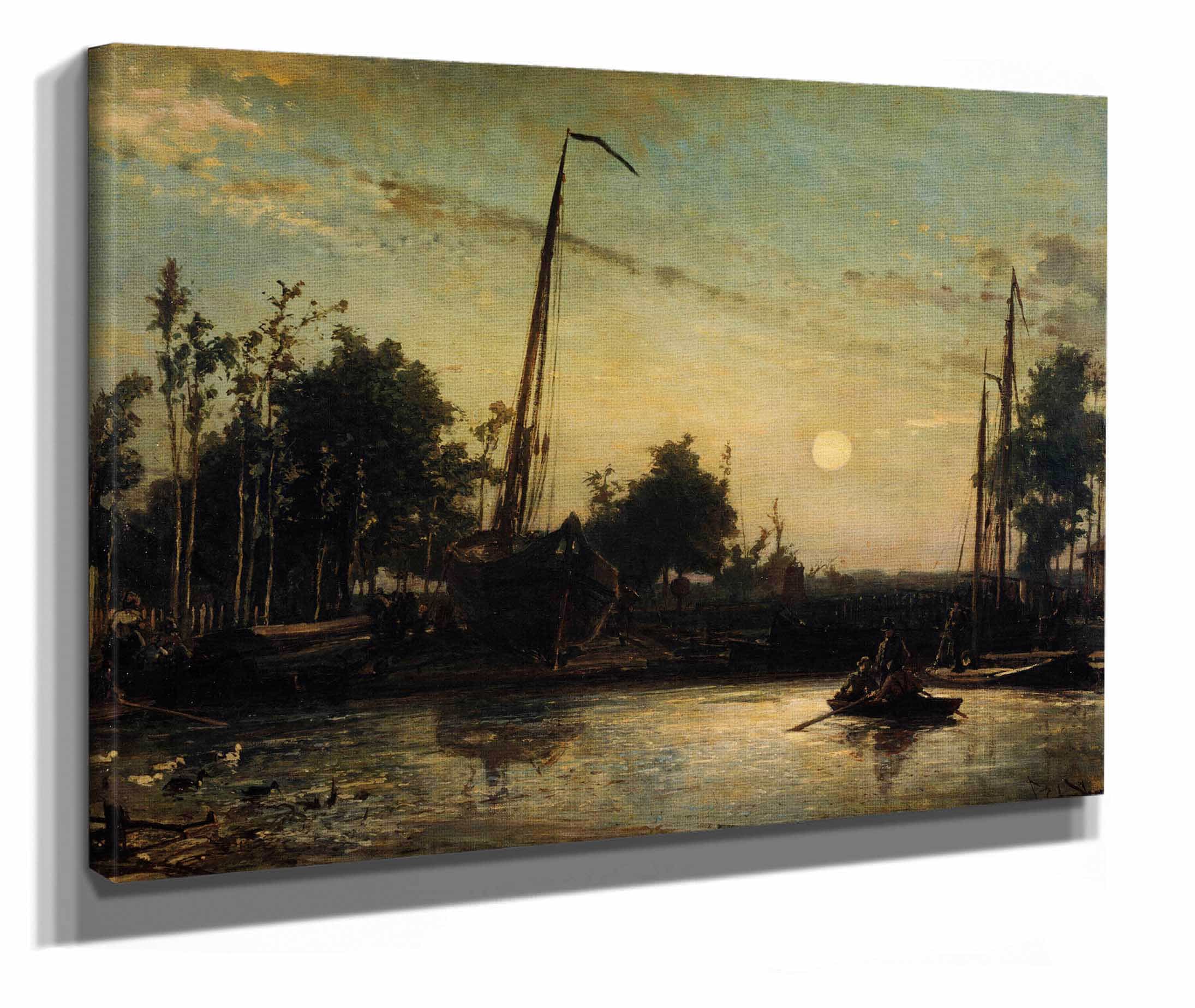 Bateau En Construction En Bord De Canal Paysage Hollandais by Johan Barthold Jongkind - Image 2