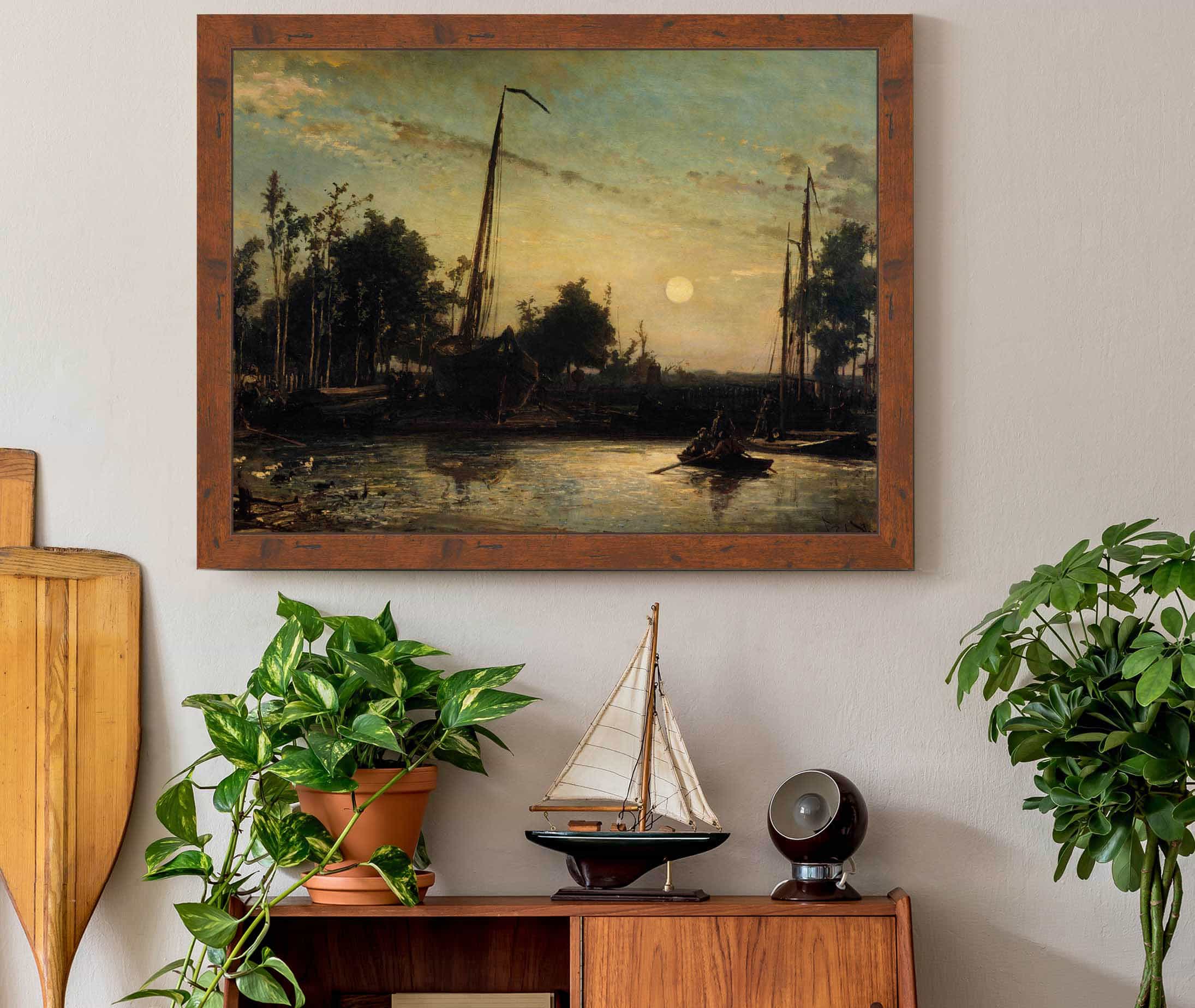 Bateau En Construction En Bord De Canal Paysage Hollandais by Johan Barthold Jongkind - Image 3