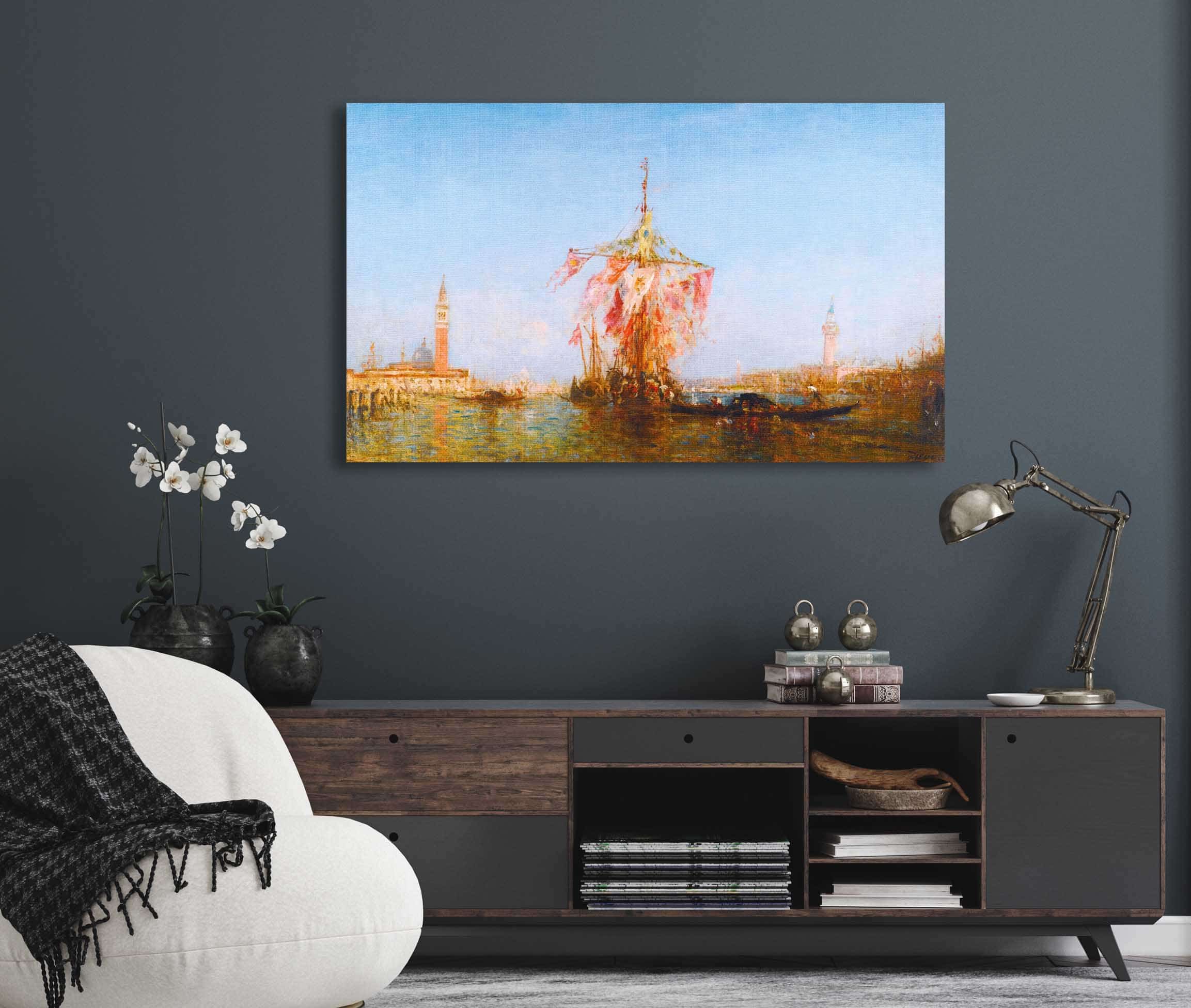 Bateau Pavoise Sur Le Bassin Venise by Felix Ziem - Image 5