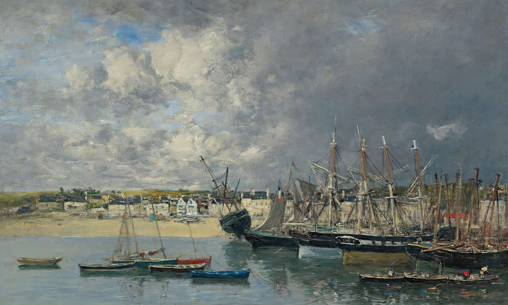 Bateaux A Lancre Dans Le Port Portrieux by Eugene Boudin - Image 2