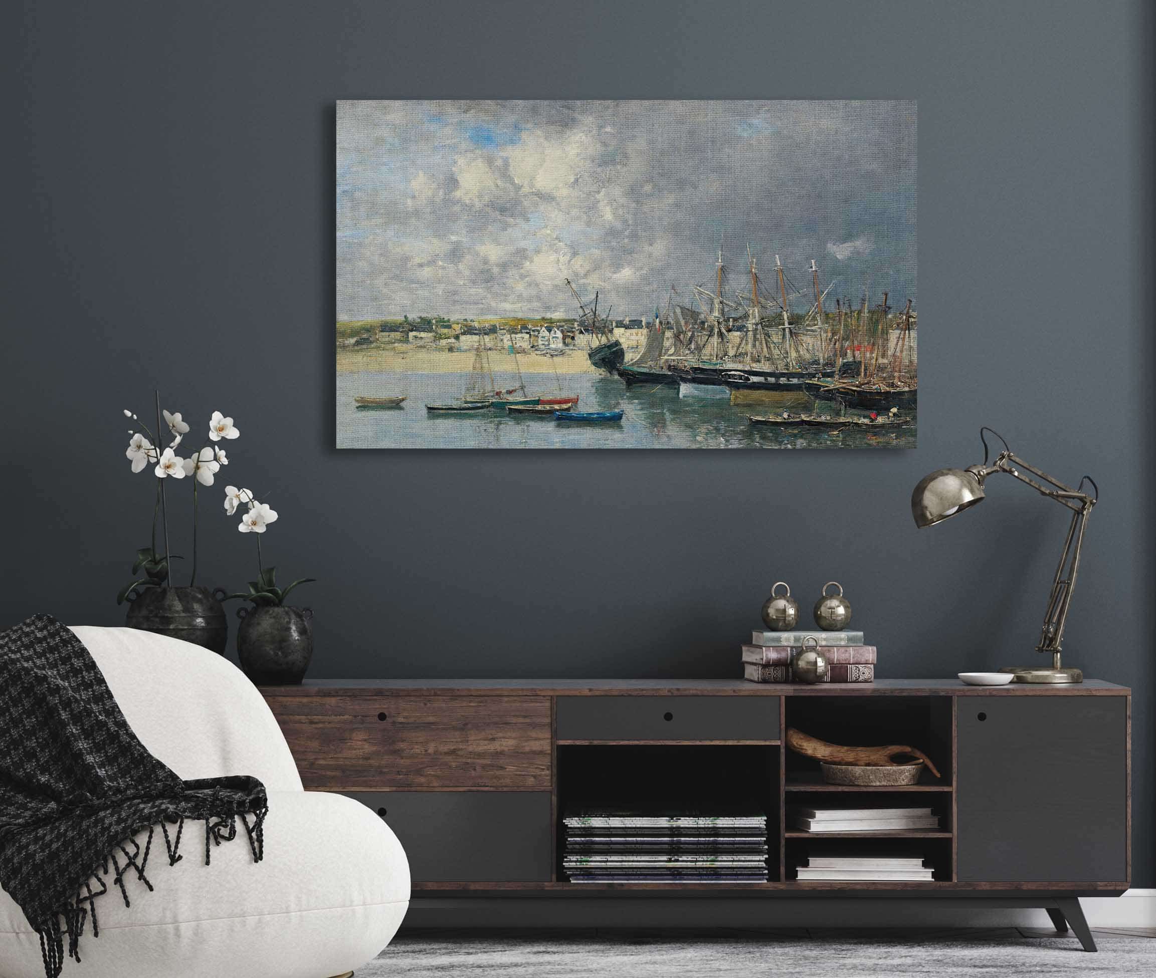 Bateaux A Lancre Dans Le Port Portrieux by Eugene Boudin - Image 5