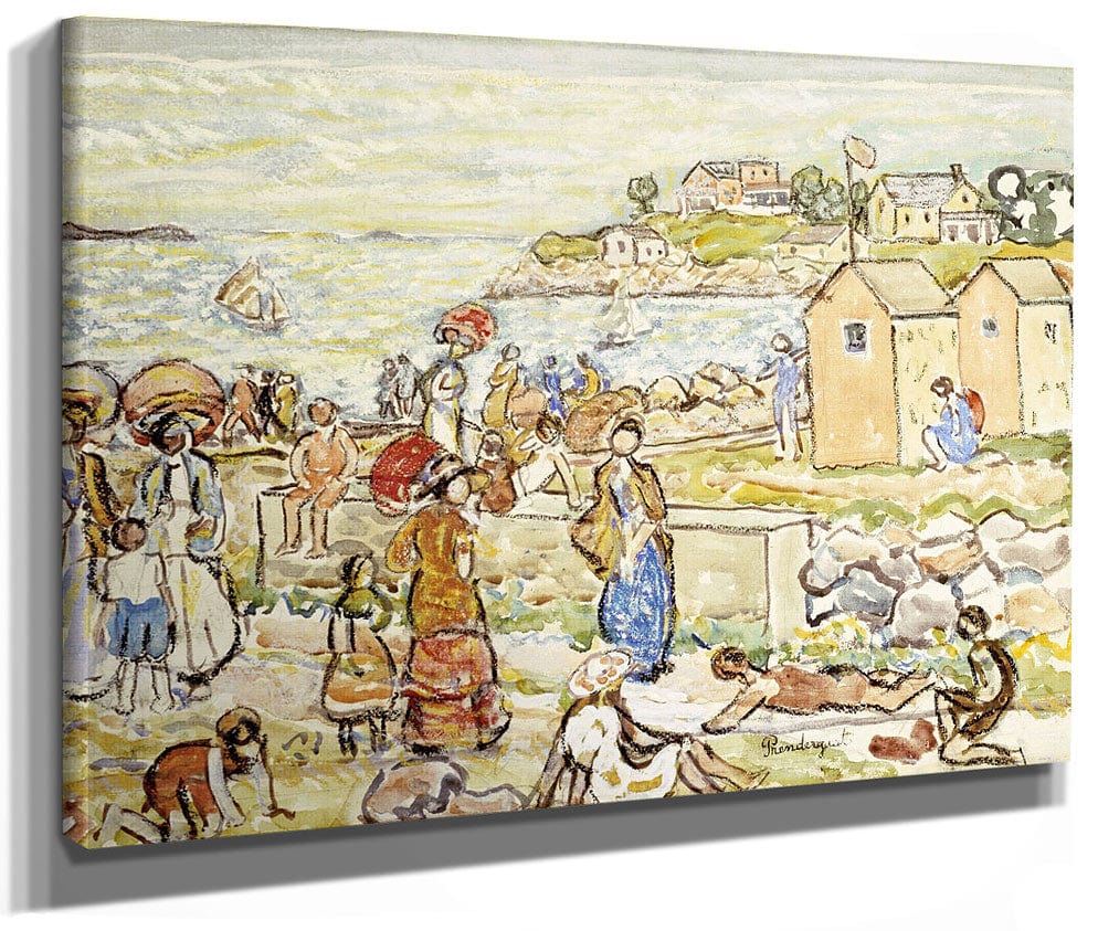 Bathers And Strollers At Marblehead By Maurice Brazil Prendergast