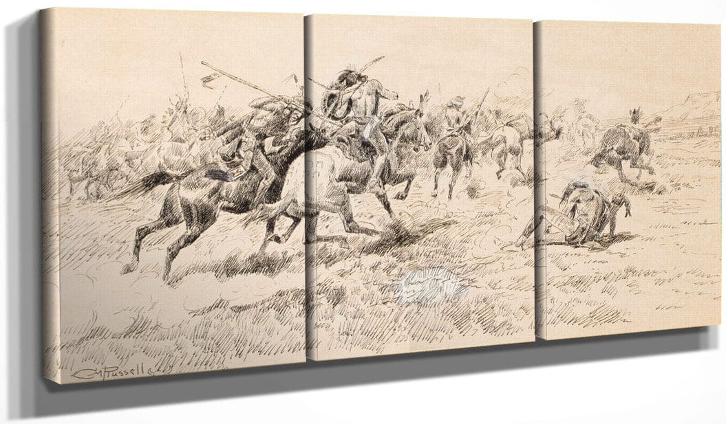 Battle Between The Crows And Blackfeet By Charles Marion Russell