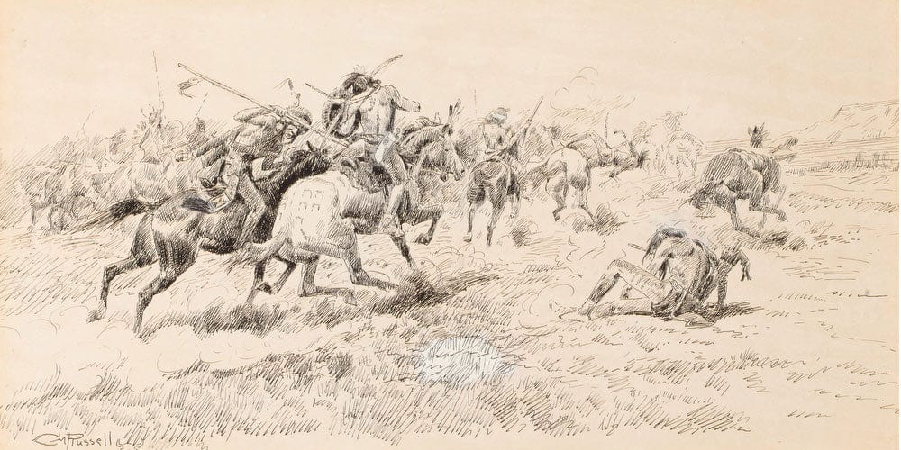 Battle Between The Crows And Blackfeet By Charles Marion Russell - Image 2
