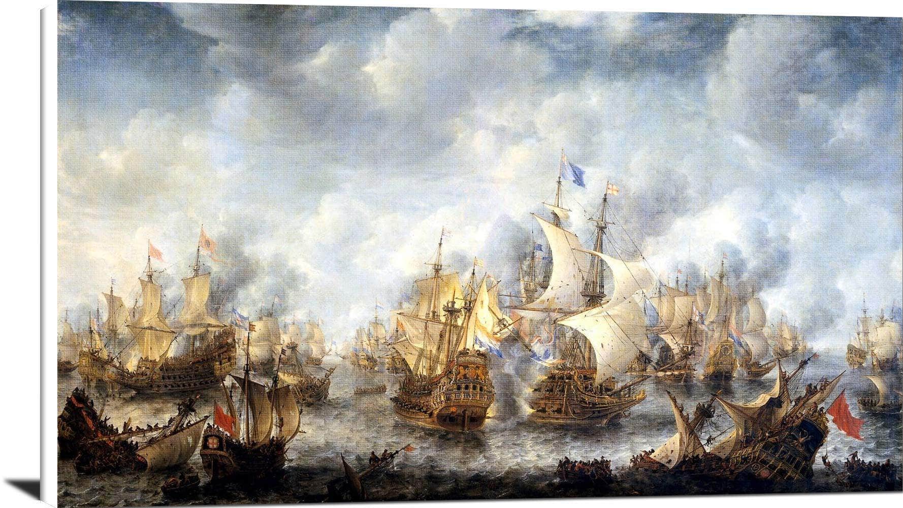 Battle Of Scheveningen Painting Jan Abrahamsz Beerstraaten Canvas Art