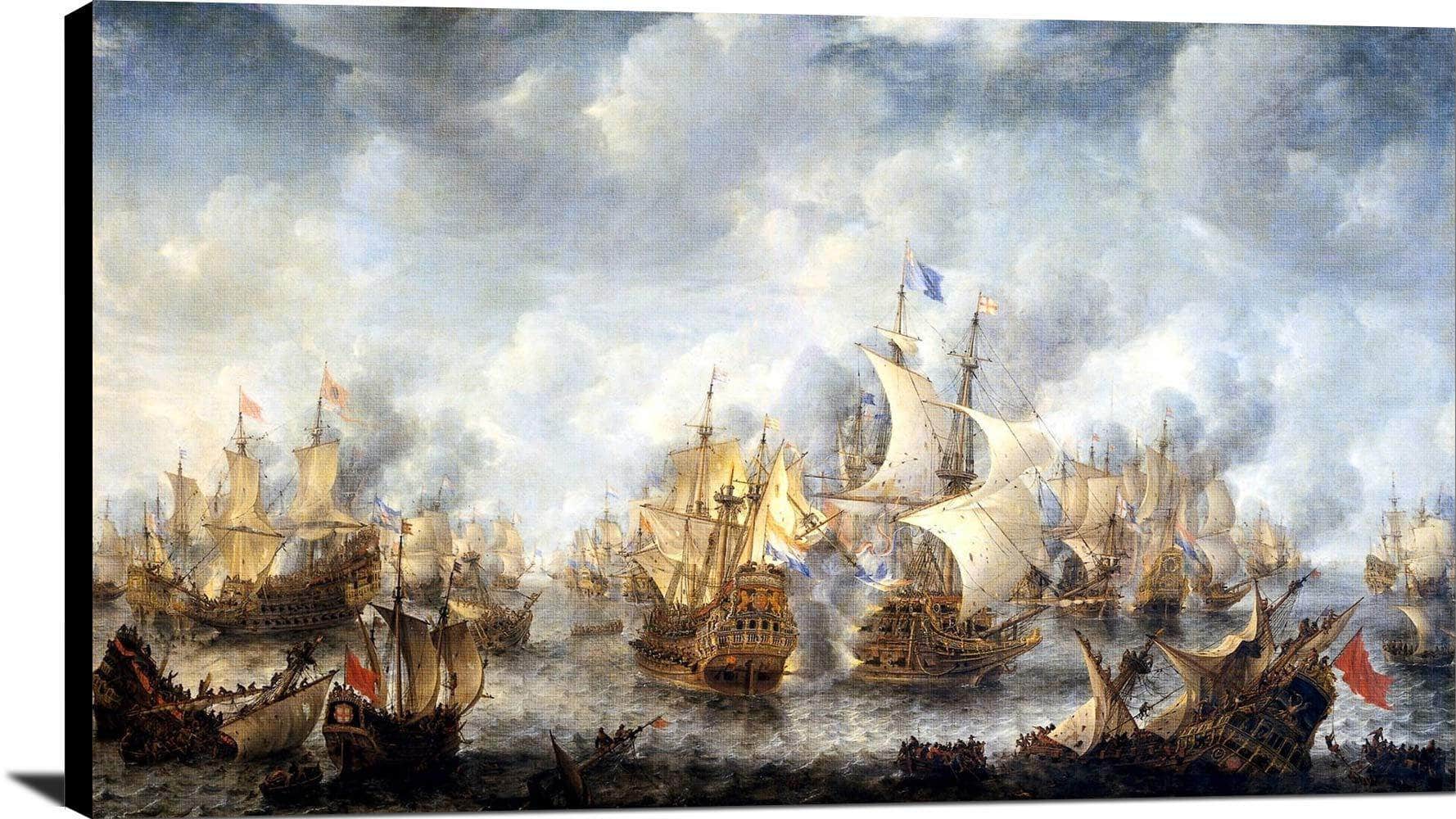 Battle Of Scheveningen Painting Jan Abrahamsz Beerstraaten Canvas Art - Image 2