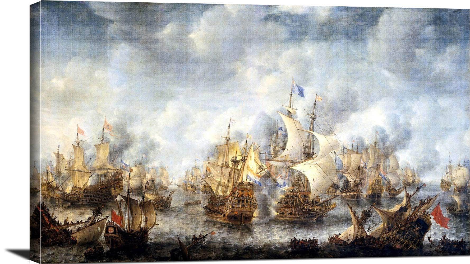 Battle Of Scheveningen Painting Jan Abrahamsz Beerstraaten Canvas Art - Image 3