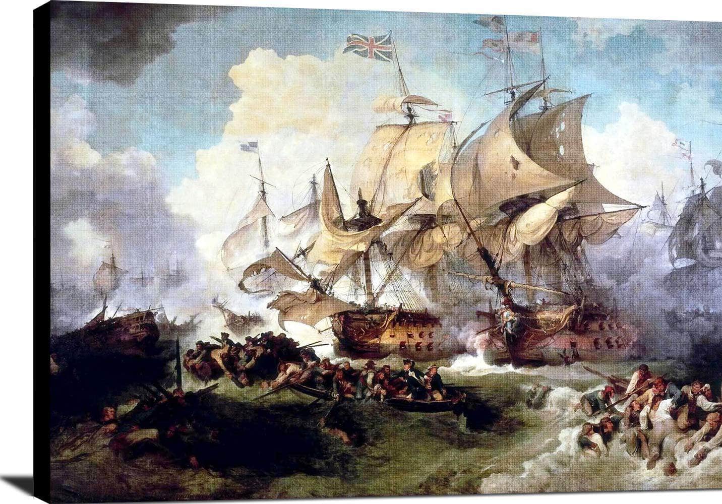 Battle Of The First Of June Painting Philip James Loutherbourg Canvas Art - Image 2