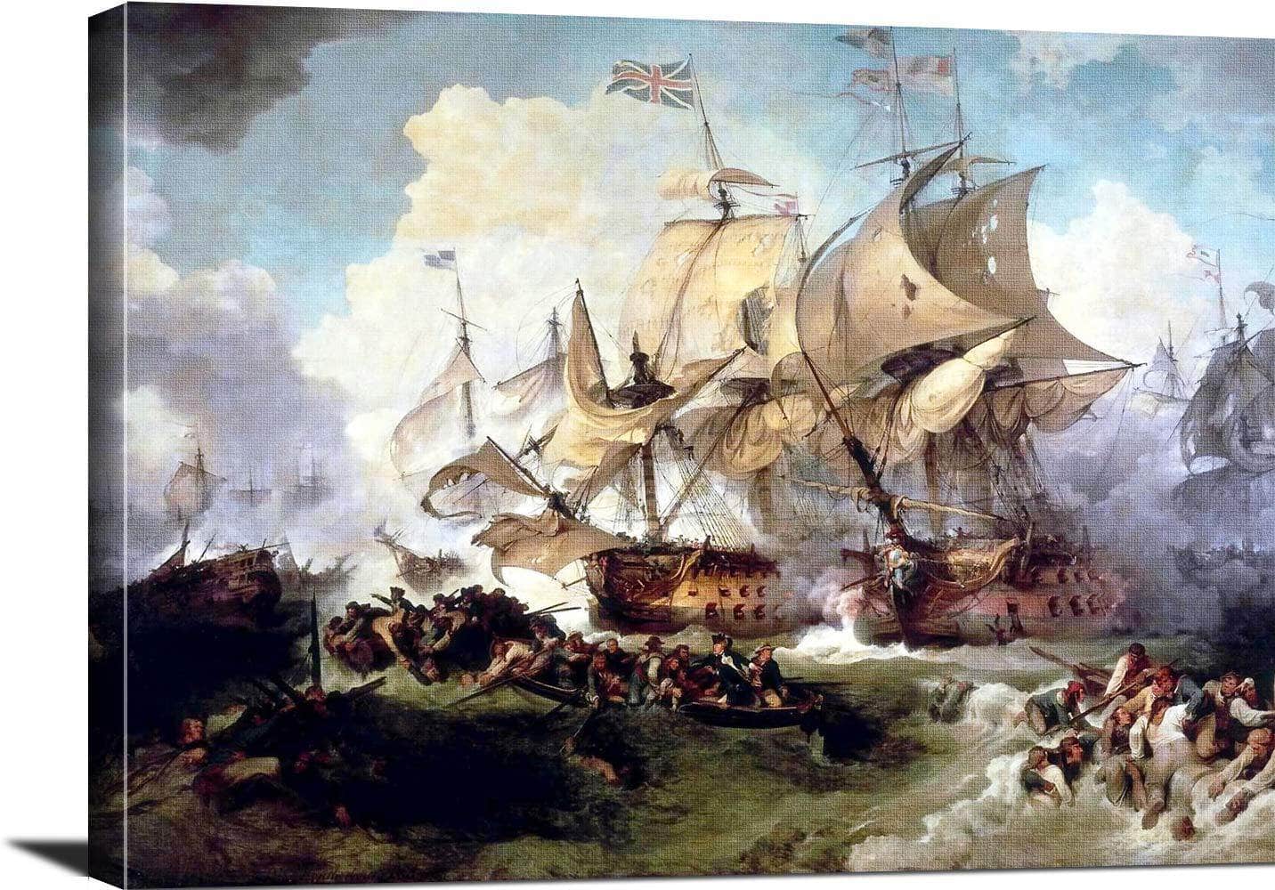 Battle Of The First Of June Painting Philip James Loutherbourg Canvas Art - Image 3