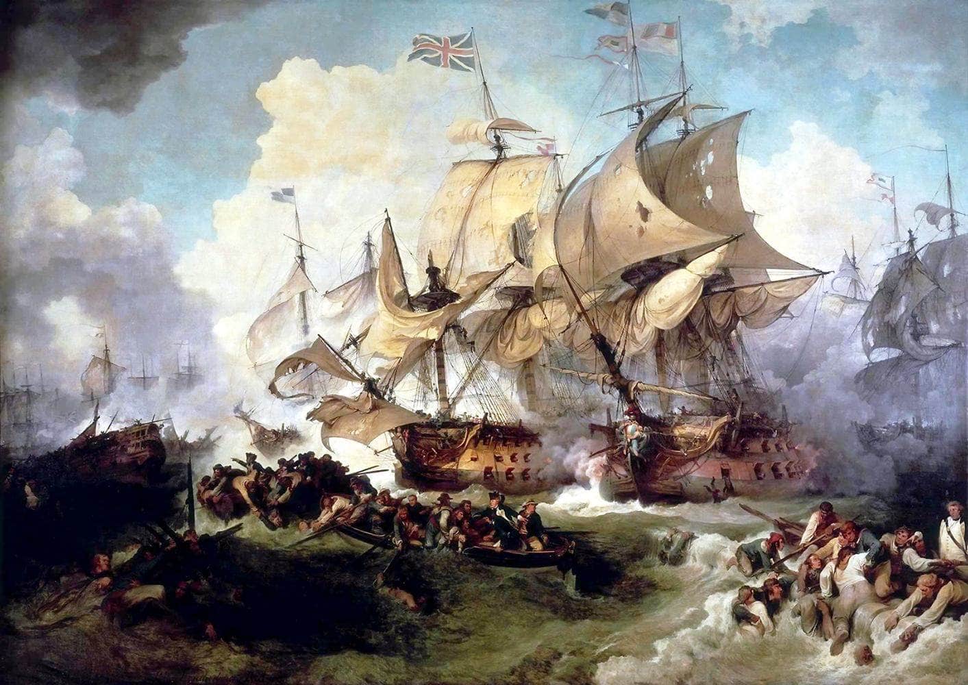 Battle Of The First Of June Painting Philip James Loutherbourg Canvas Art - Image 5