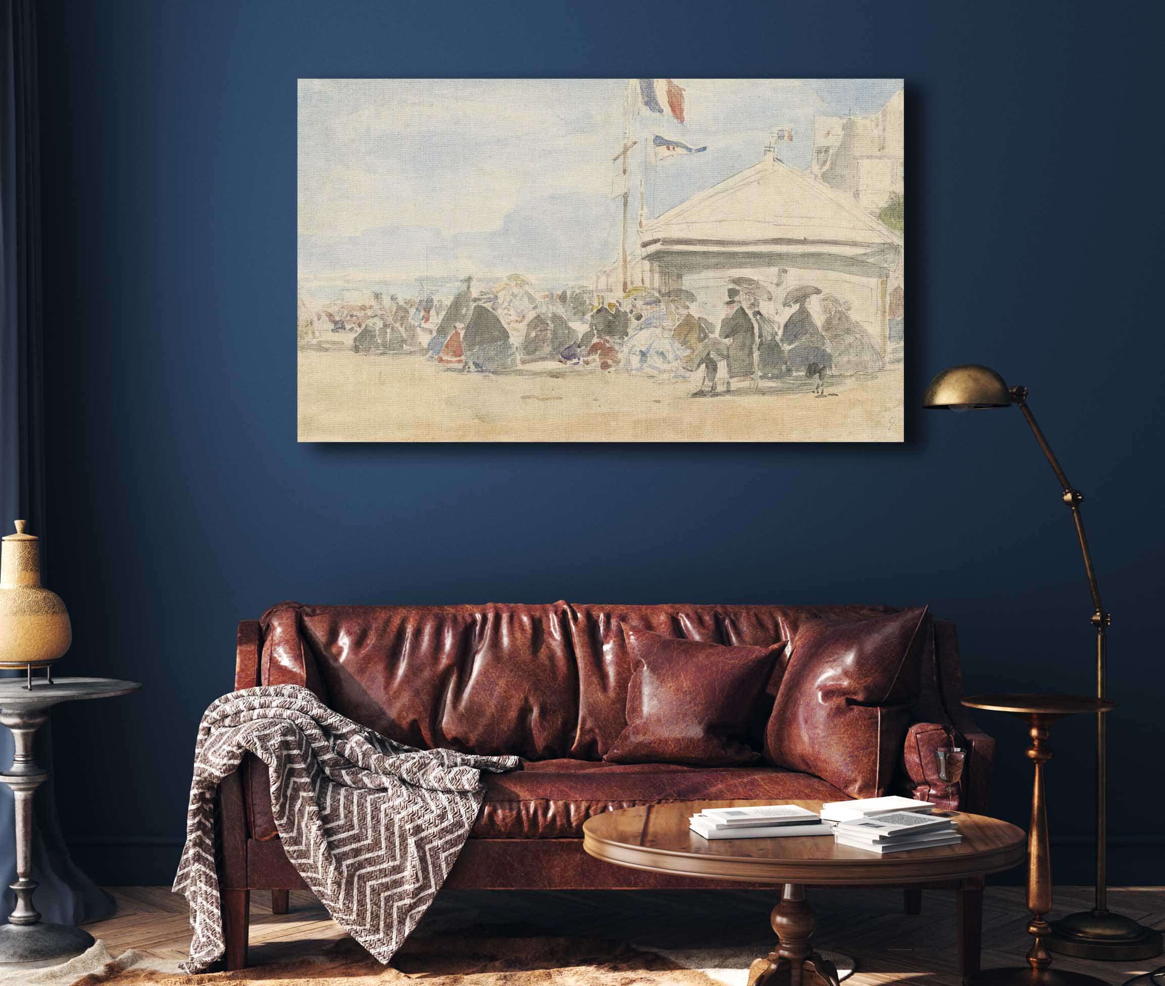 Beach House With Flags At Trouville by Eugene Boudin - Image 4