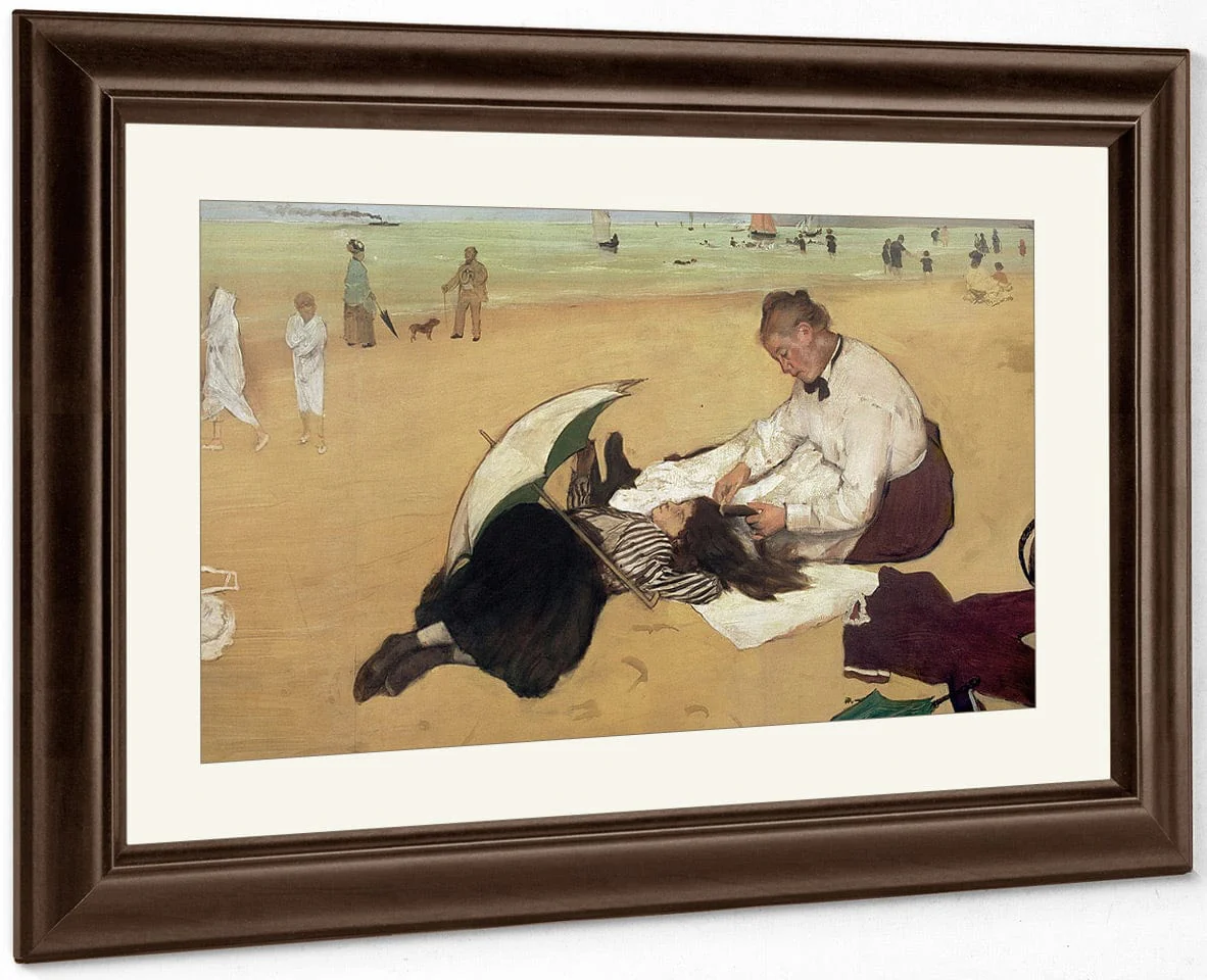 Beach Scene Little Girl Having Her Hair Combed By Her Nanny By Edgar Degas - Image 3
