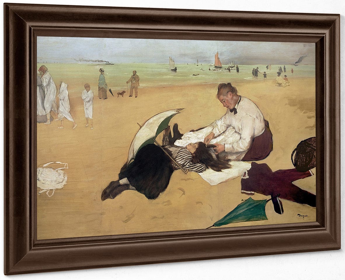 Beach Scene Little Girl Having Her Hair Combed By Her Nanny By Edgar Degas - Image 4