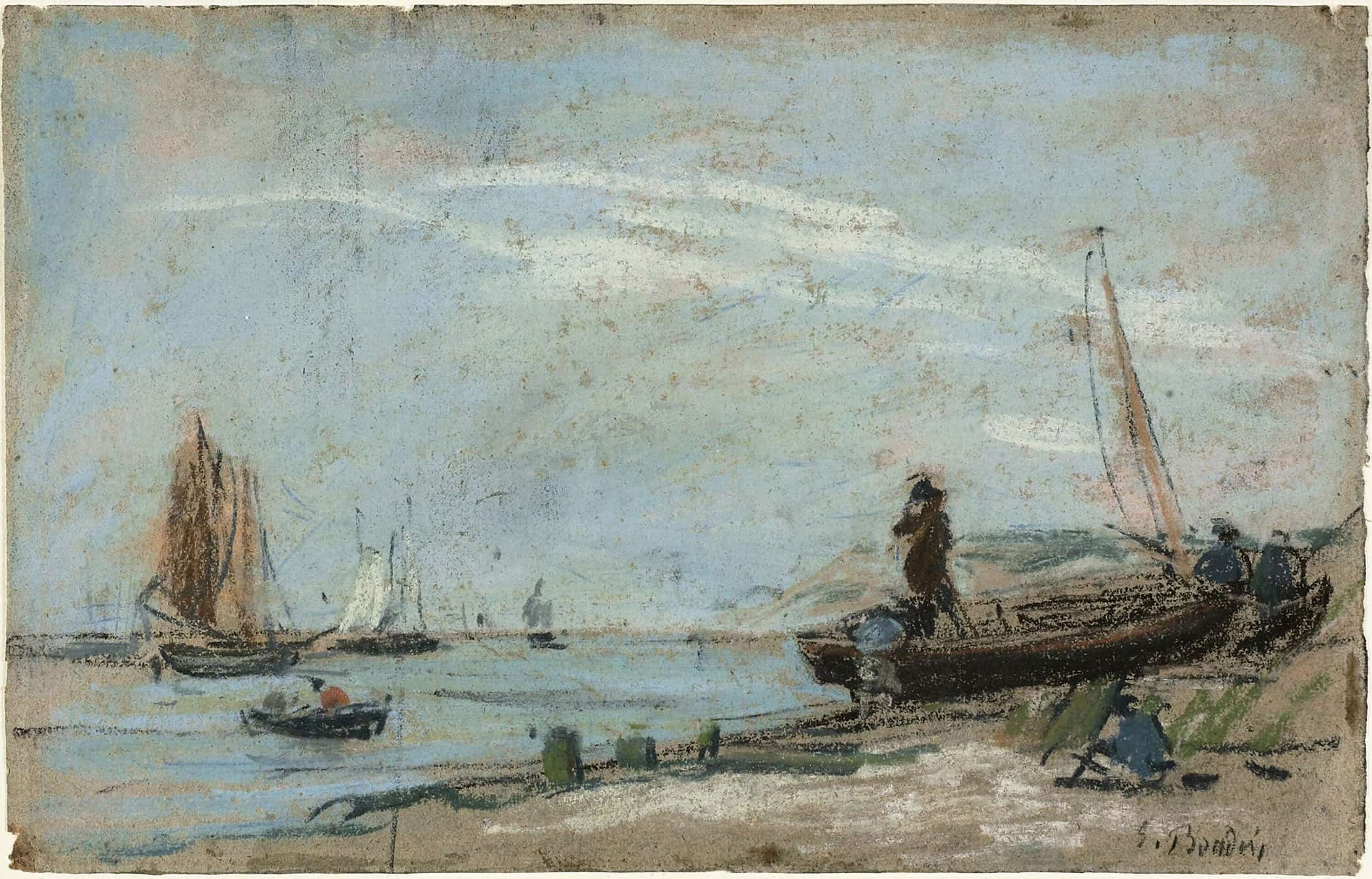 Beach With Fishing Boats by Eugene Boudin - Image 2