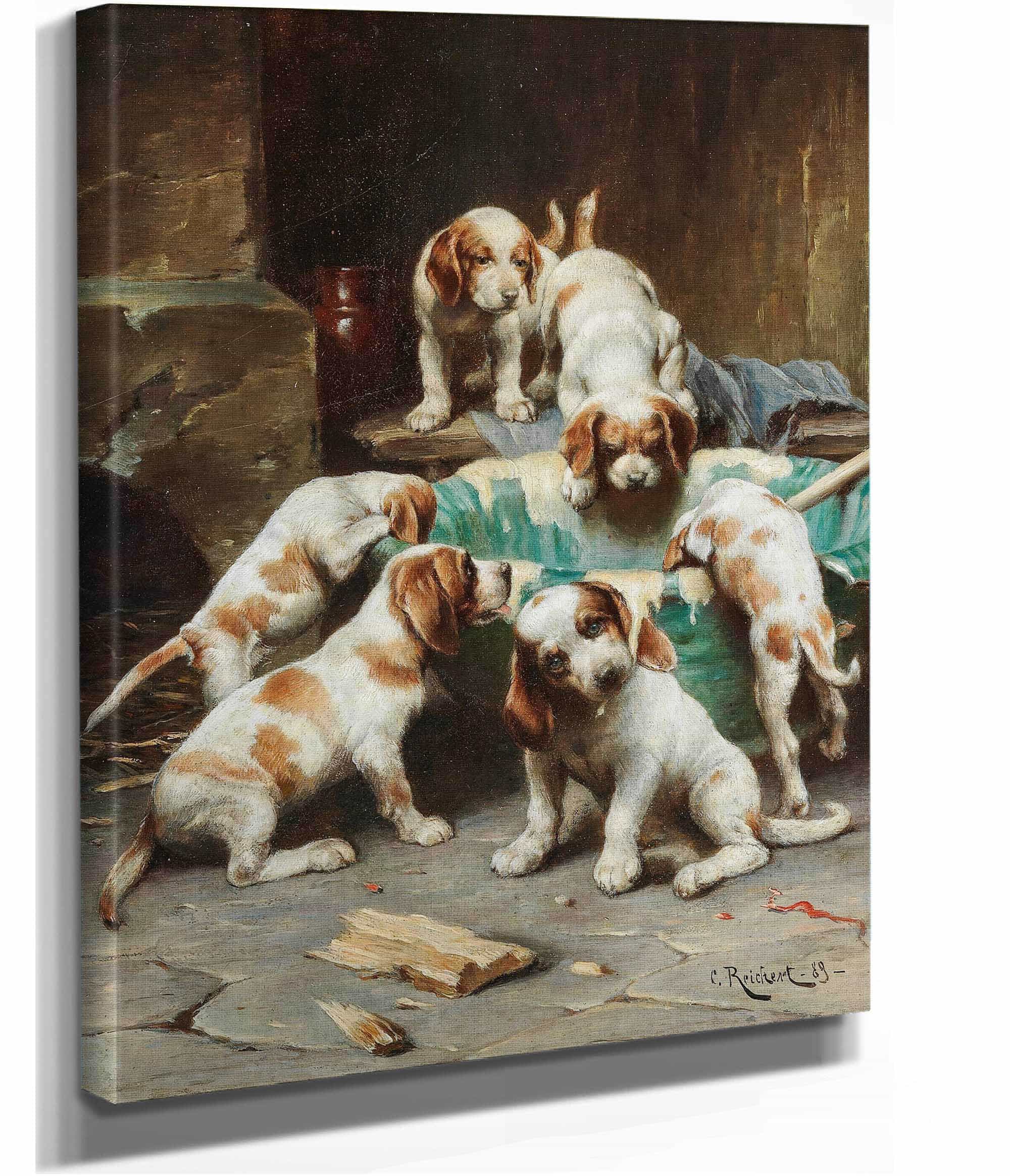 Beagle Puppies Feasting by Carl Reichert - Image 2