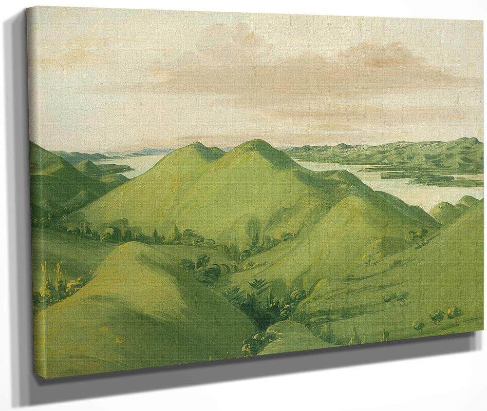 Beautiful Grassy Bluffs, 110 Miles Above St. Louis By George Catlin