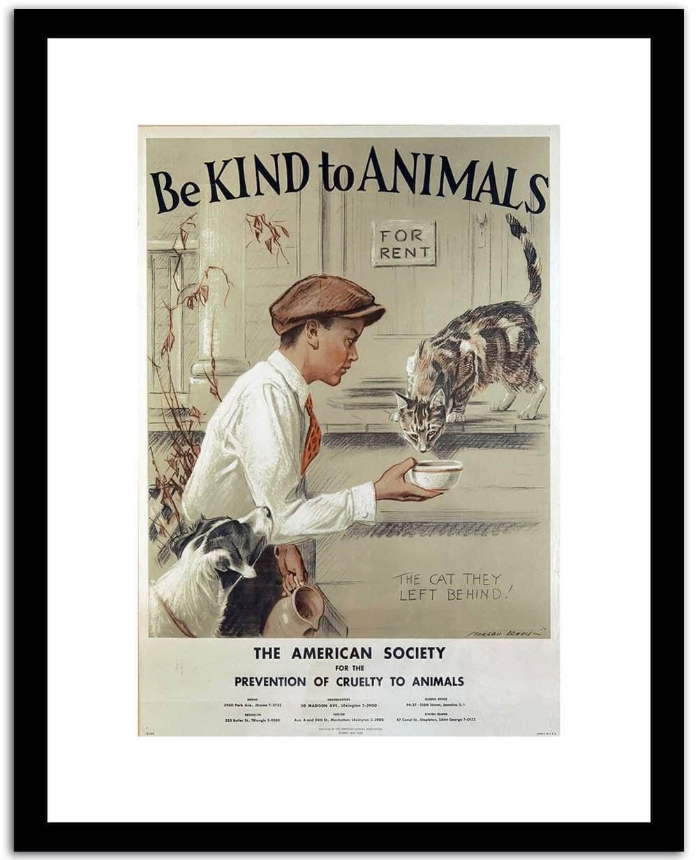 Be Kind To Animals Vintage Poster