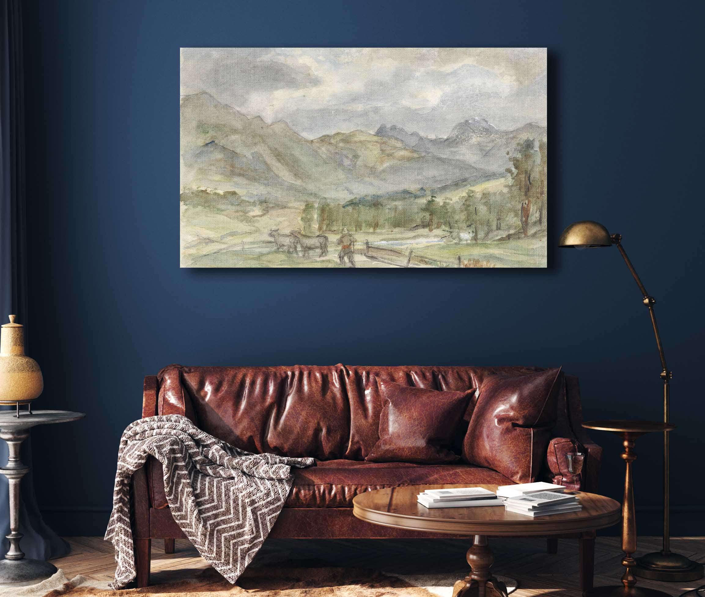 Berglandschap Met Veehoeder En Twee Koeien  by Jozef Israels - Image 4