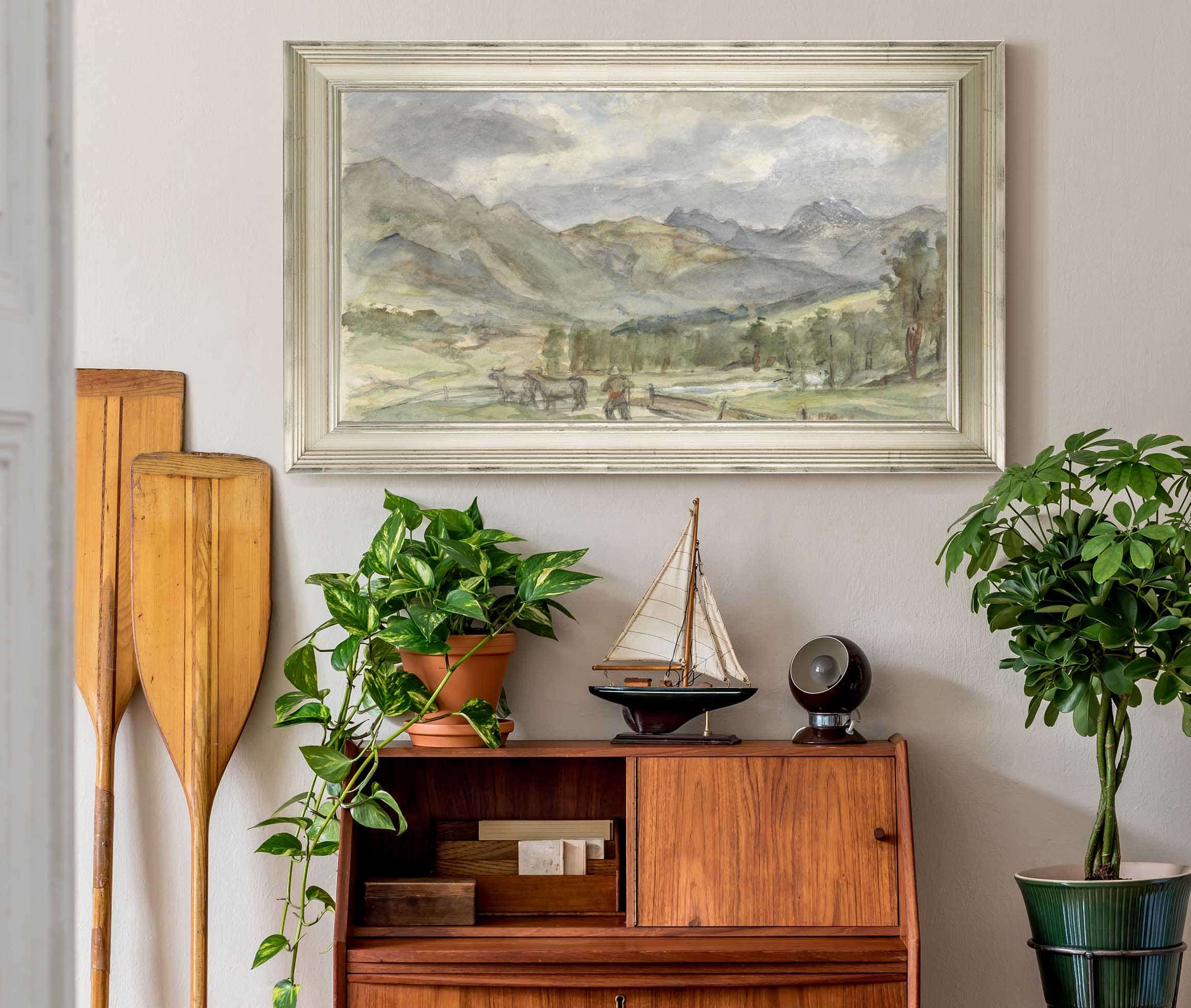 Berglandschap Met Veehoeder En Twee Koeien  by Jozef Israels - Image 6