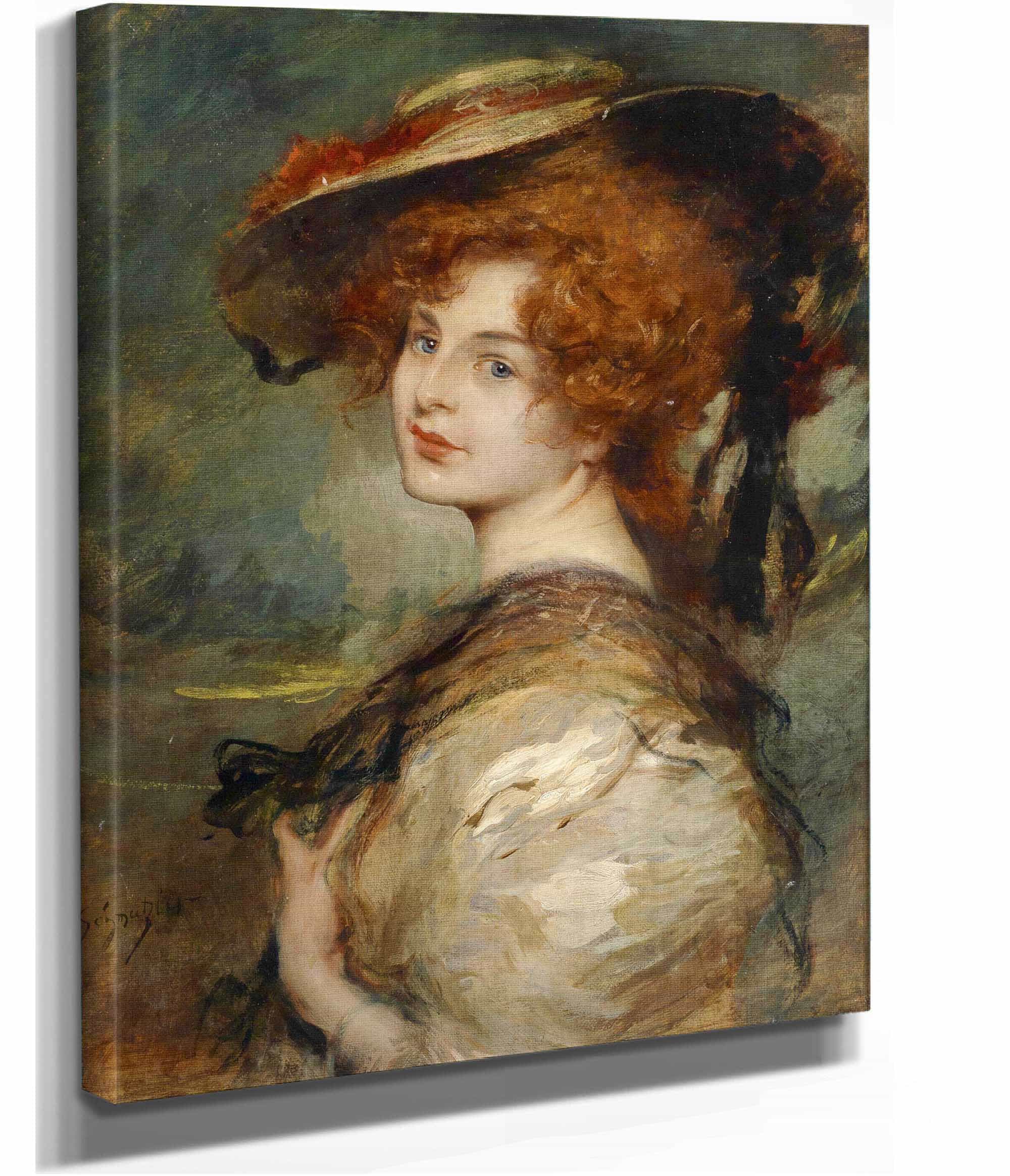 Bildnis Einer Dame Mit Rotem Haar Und Hut by Leopold Schmutzler - Image 2