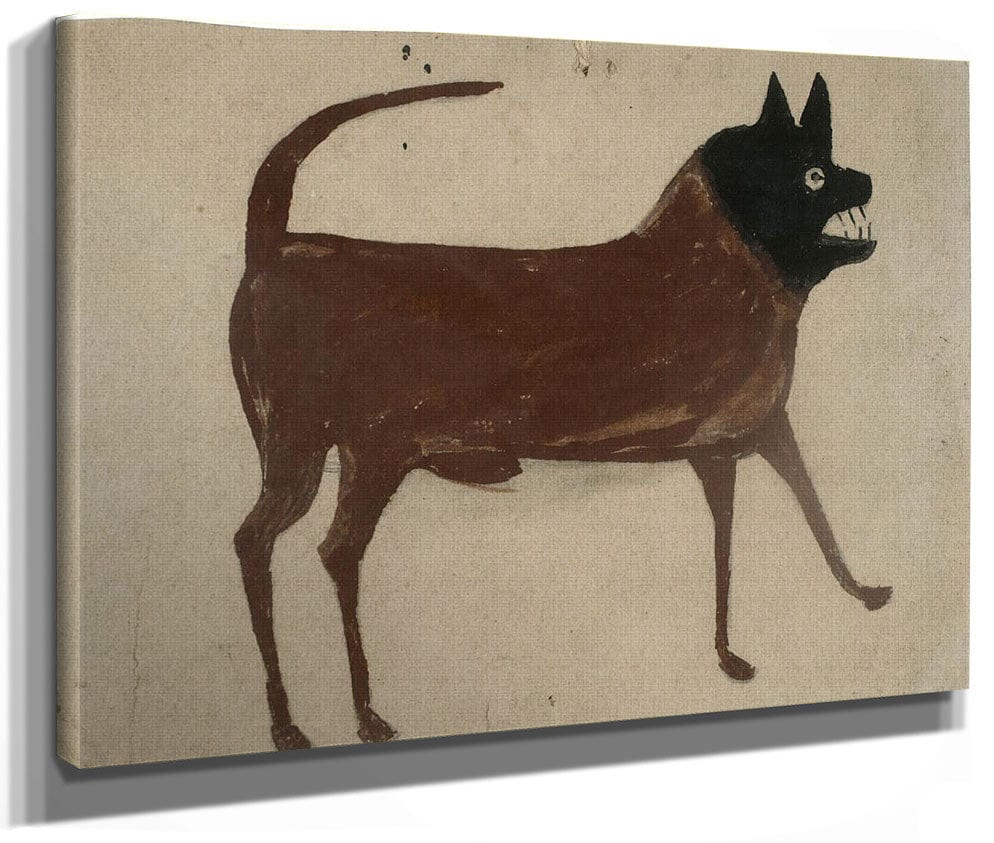 Bill Traylor Untitled Dog With Black Head By Bill Traylor