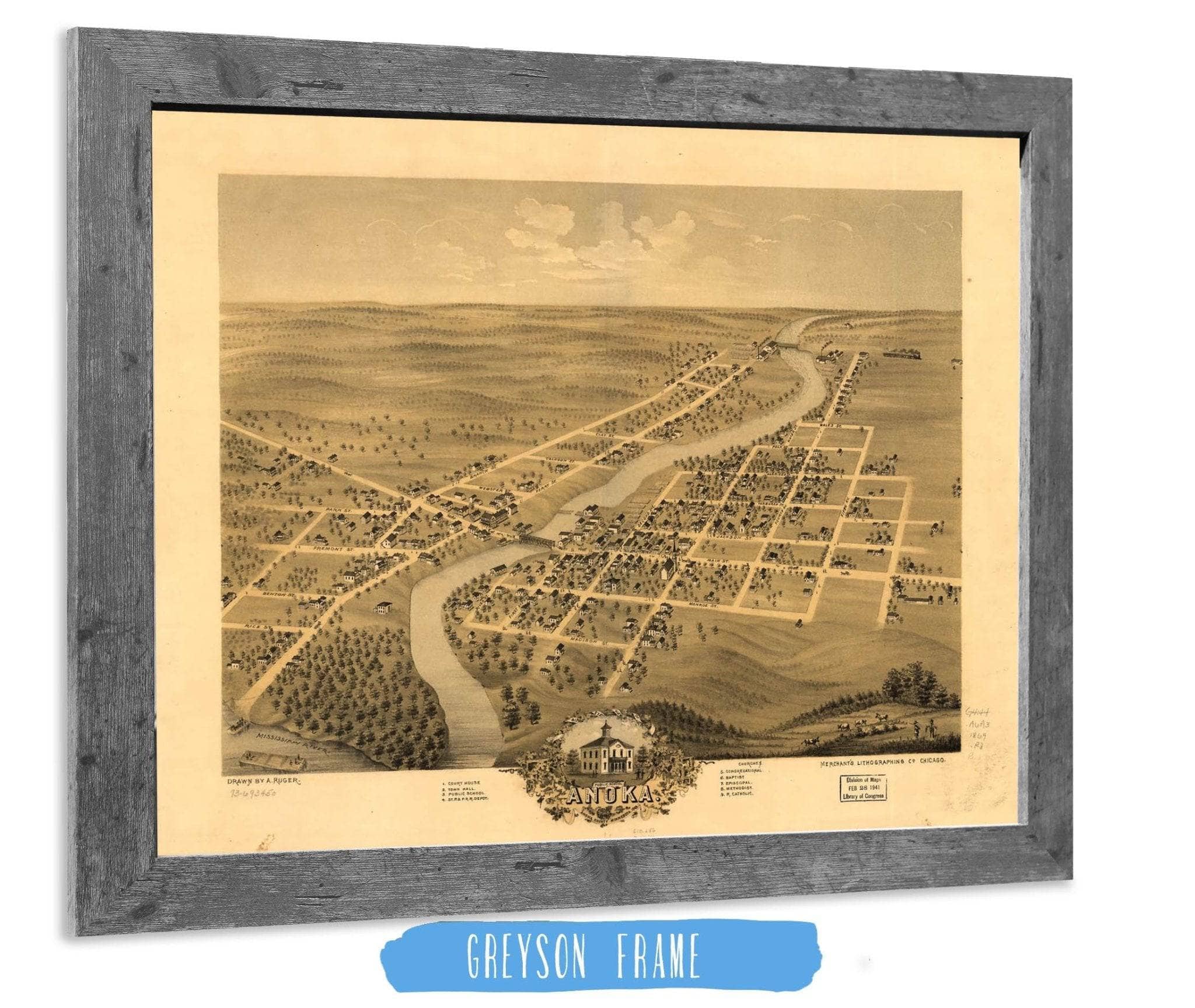 Birds Eye View Of Anoka Anoka County Minnesota 1869 State of Minnesota - Image 6