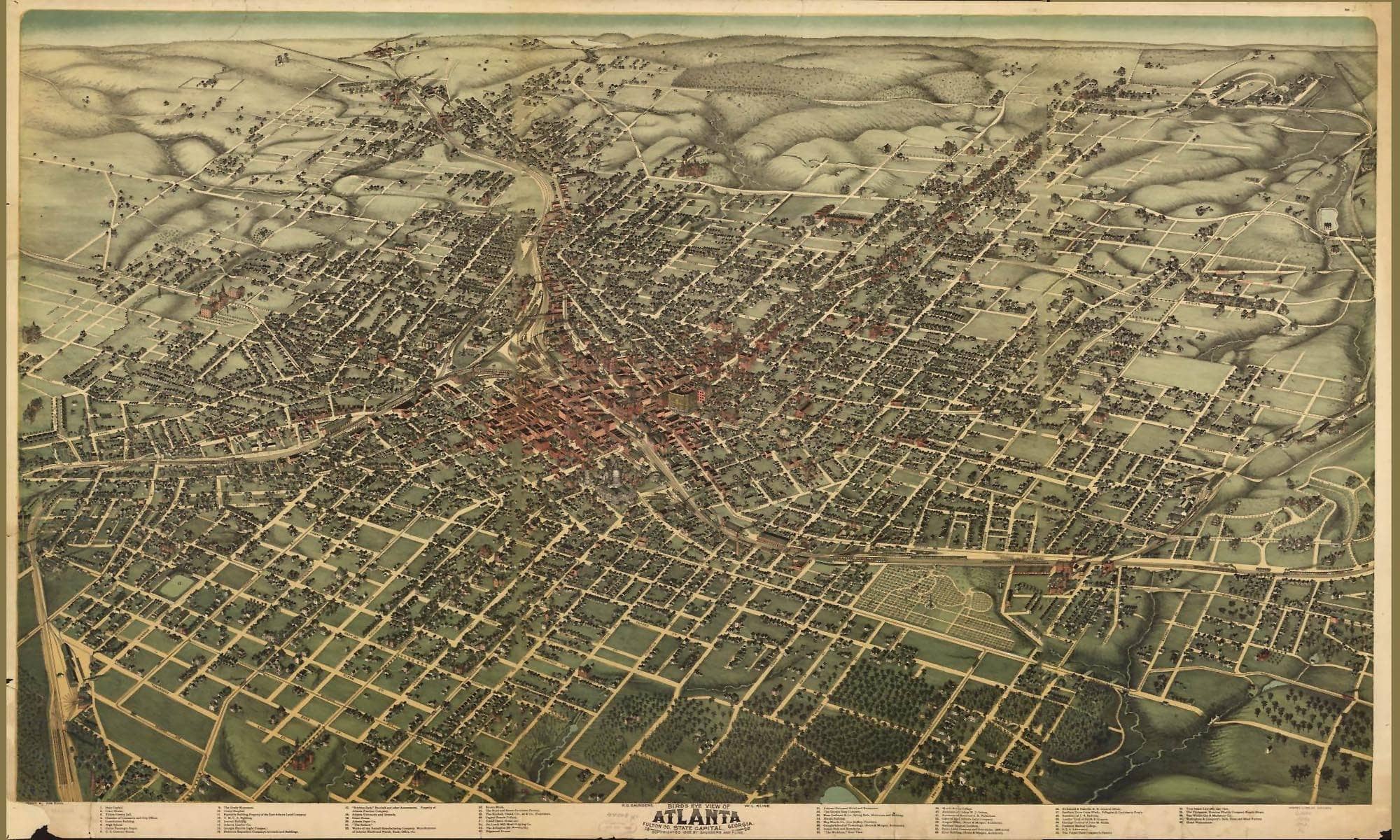 Birds Eye View Of Atlanta Fulton Co State Capital Georgia State Of Georgia - Image 7