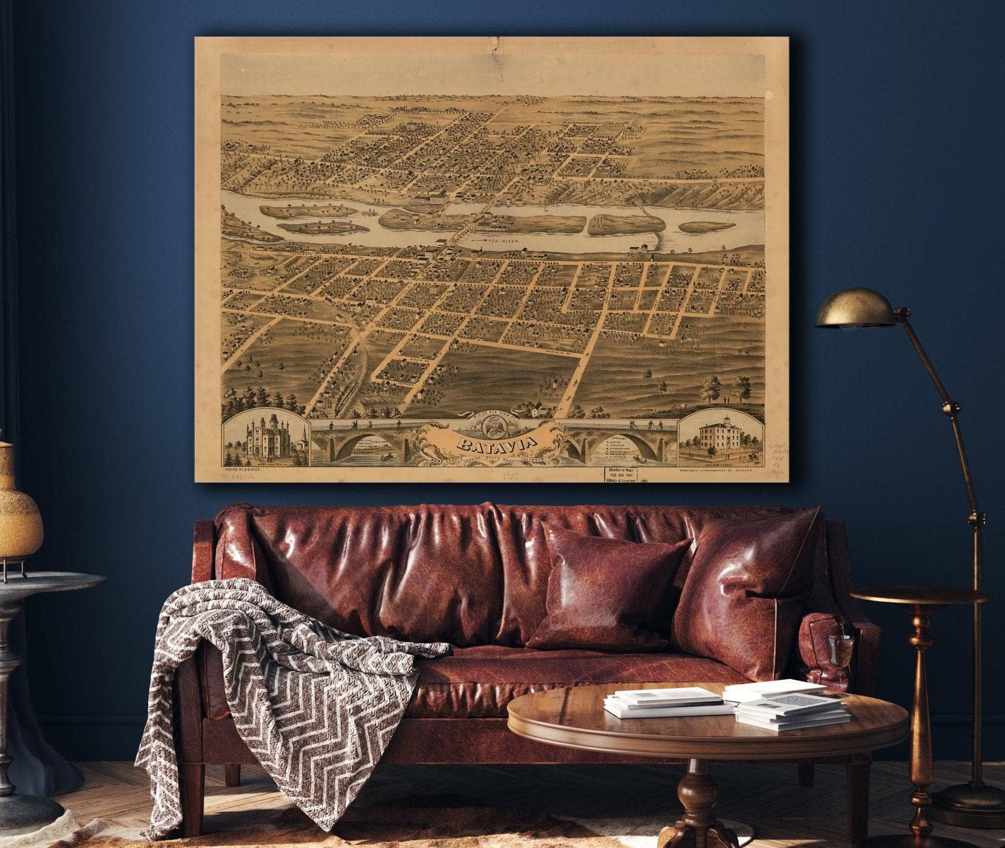 Birds Eye View Of Batavia Kane County Illinois 1869 State of Illinois - Image 4